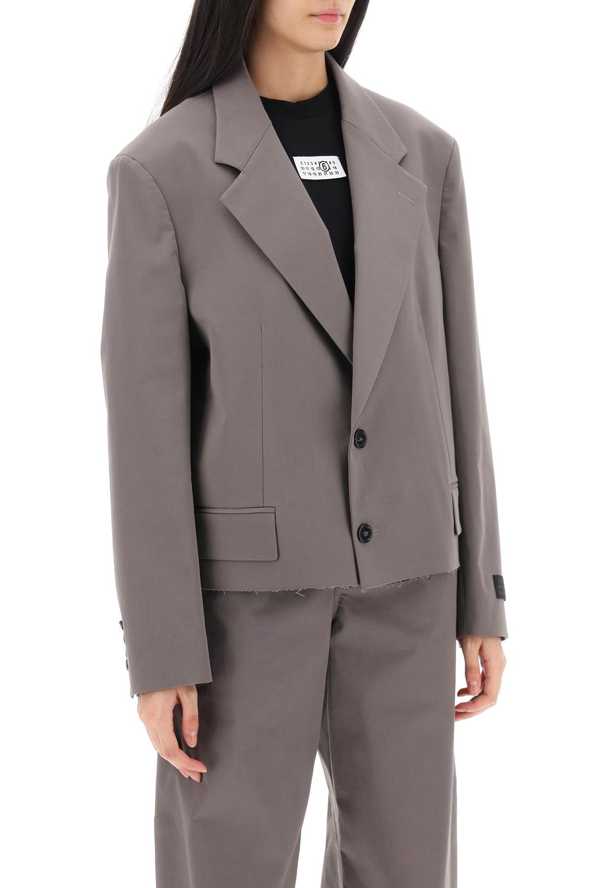 MM6 Maison Margiela Cropped Stretch Cotton Twill Blazer image 1