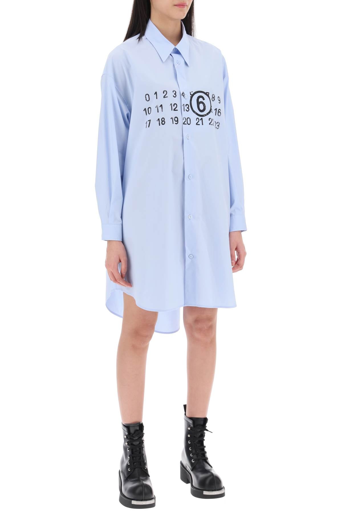 MM6 Maison Margiela Cotton Poplin Shirt Dress with Numeric Logo image 1