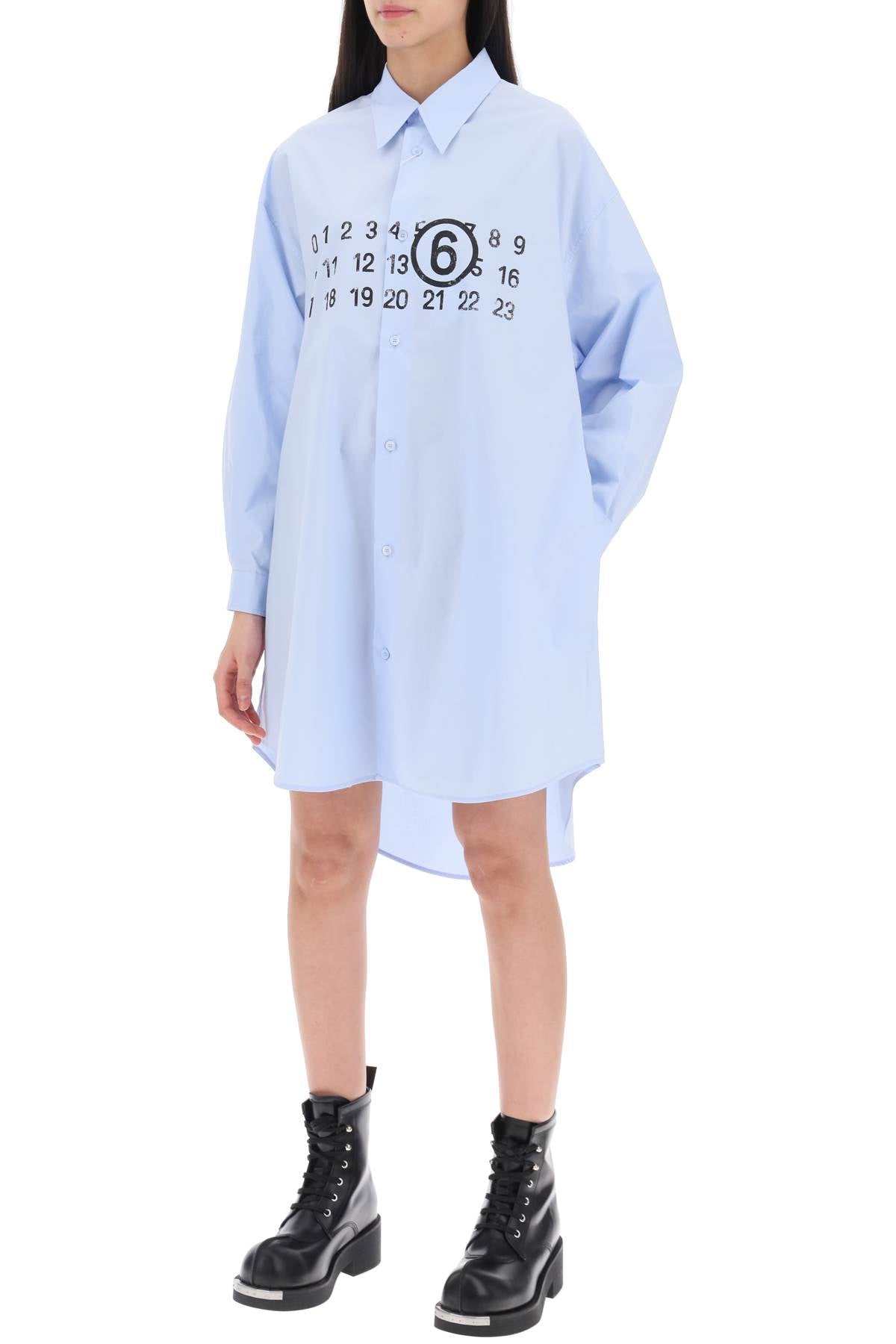 MM6 Maison Margiela Cotton Poplin Shirt Dress with Numeric Logo image 3