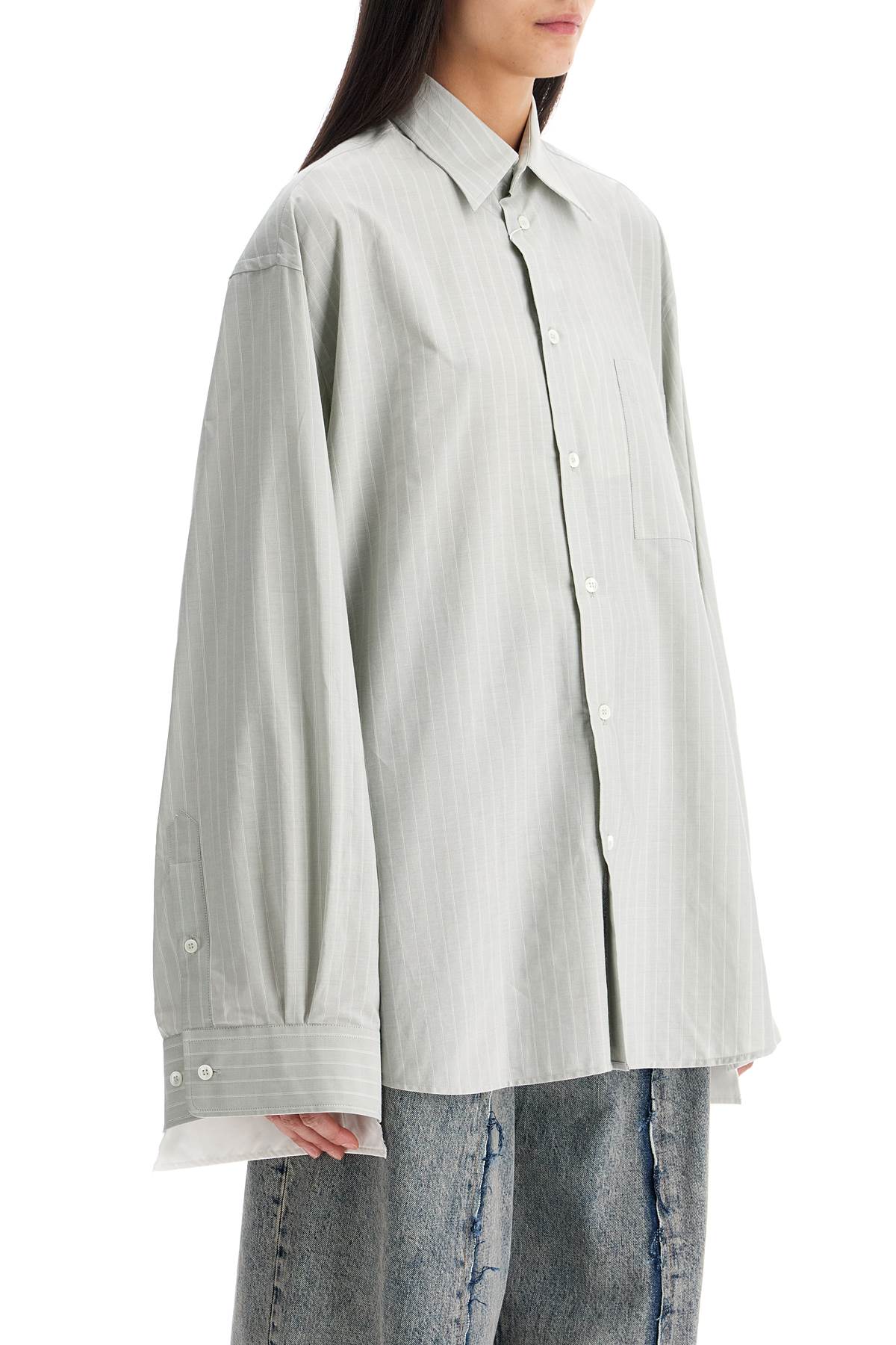 MM6 Maison Margiela Oversized Layered-Effect Cotton Poplin Shirt image 1