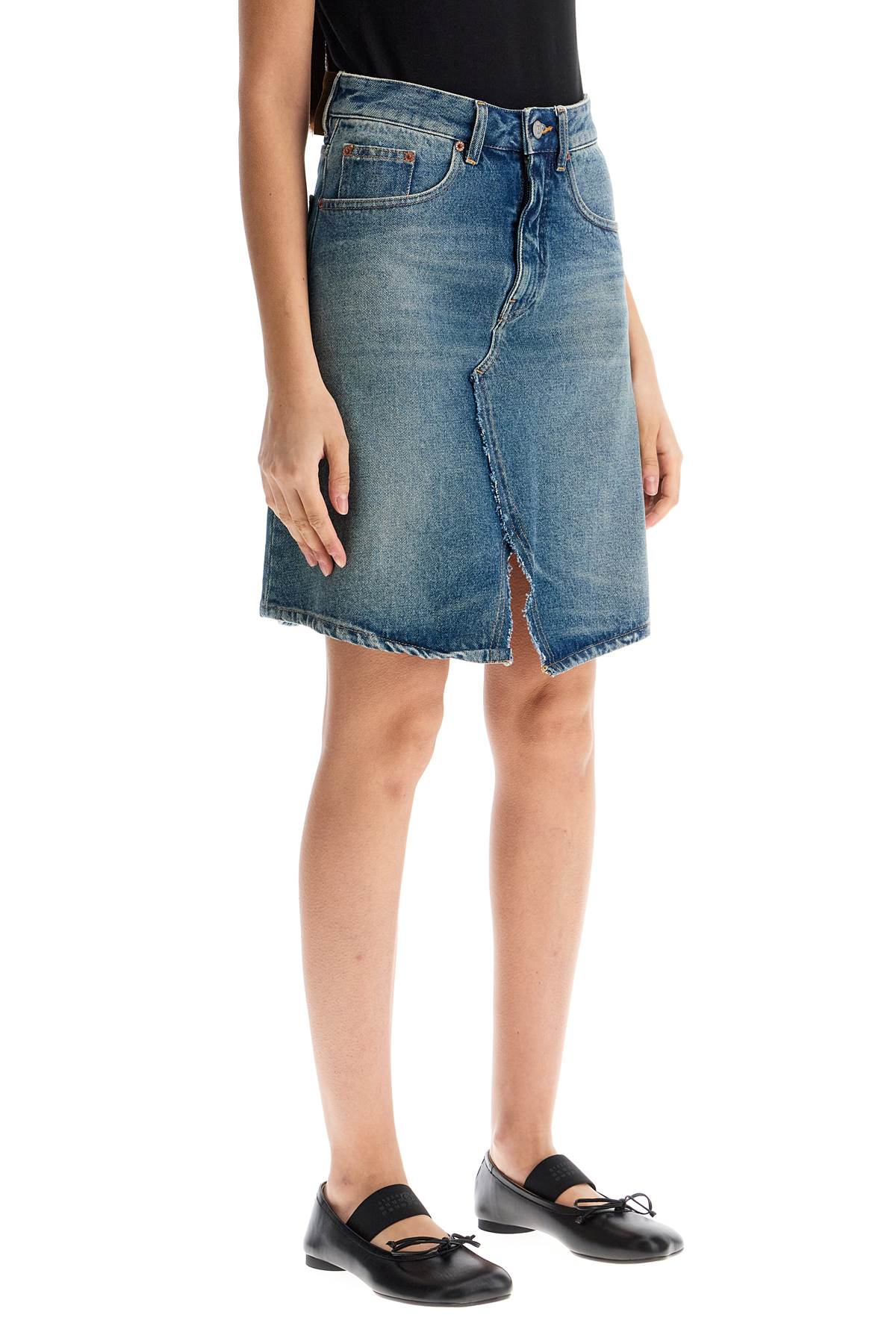 MM6 Maison Margiela Denim Mini Skirt with Double Slit image 1