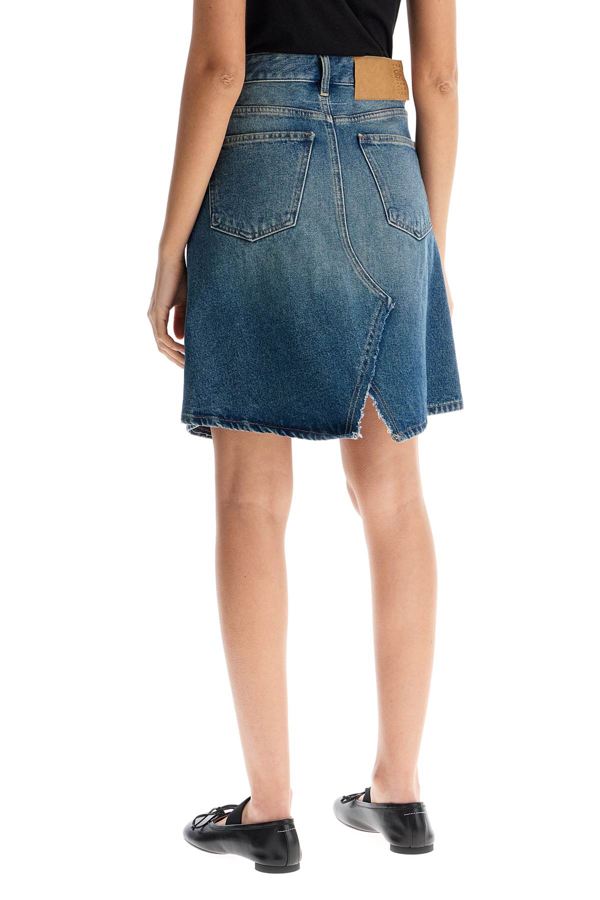 MM6 Maison Margiela Denim Mini Skirt with Double Slit image 2