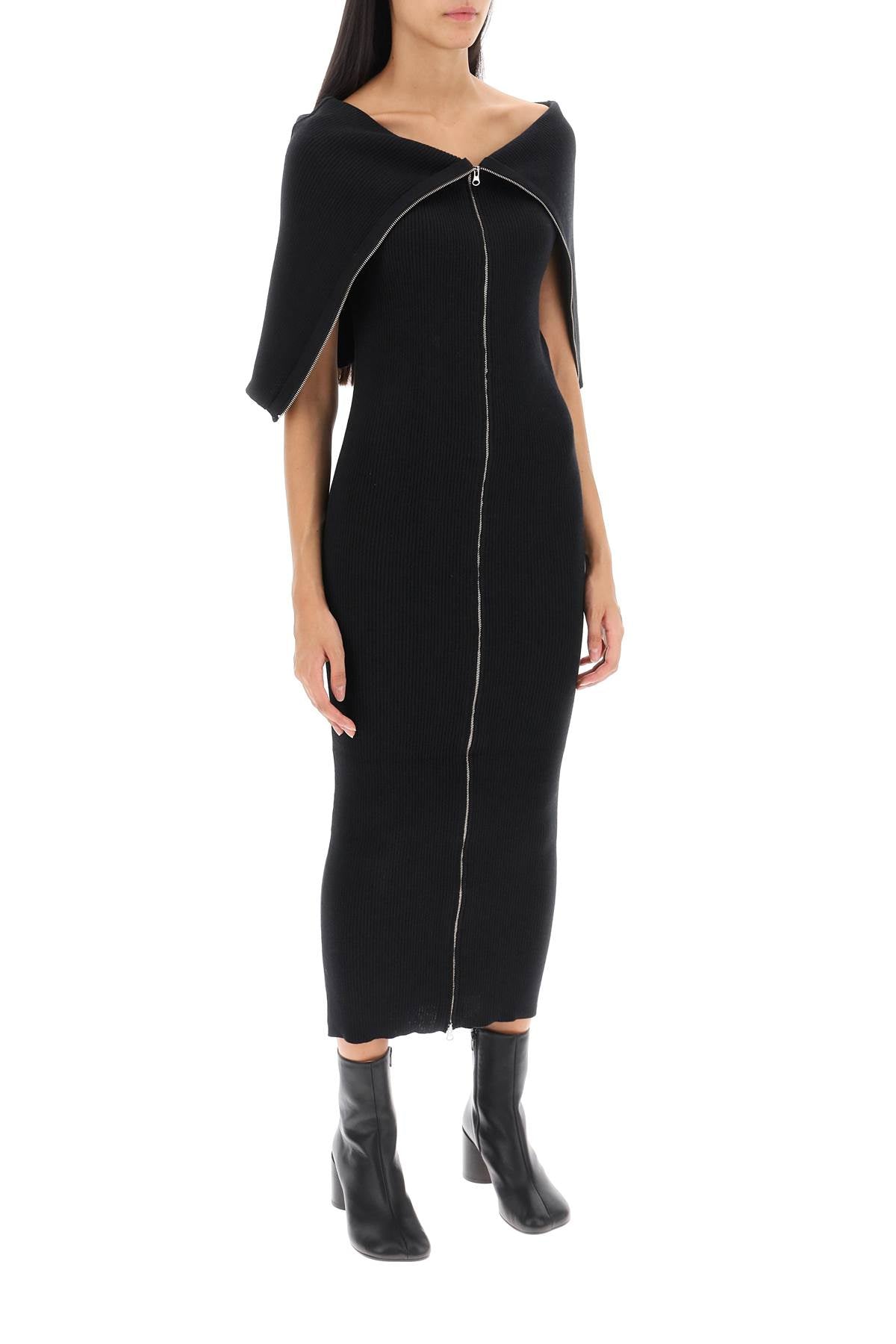 MM6 Maison Margiela zippered rib knit midi dress image 1