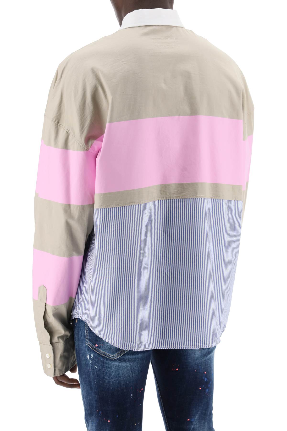 Dsquared2 Oversized Stripe Print Hybrid Rugby Shirt image 2