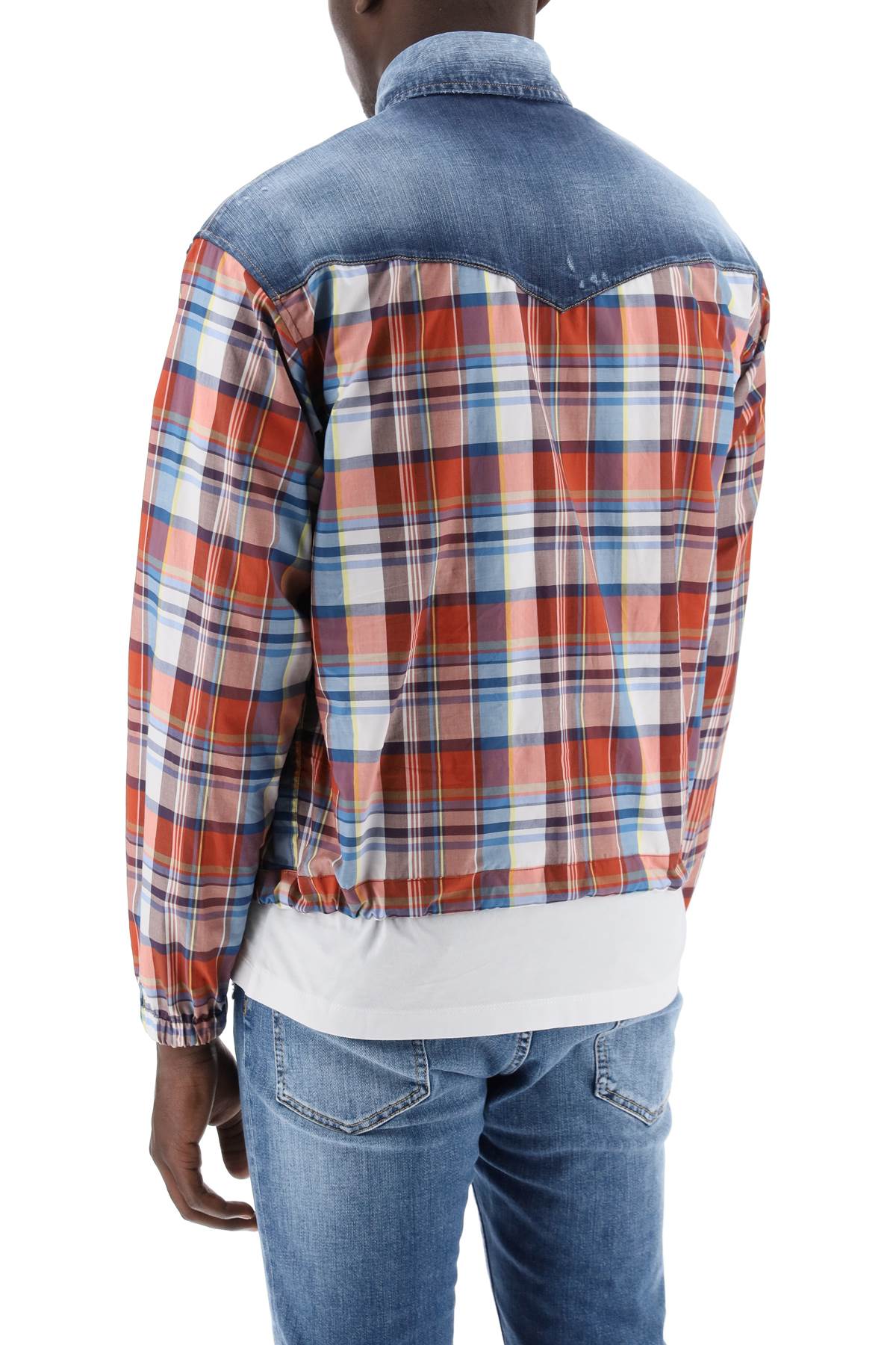 Dsquared2 plaid western shirt with denim inserts image 2