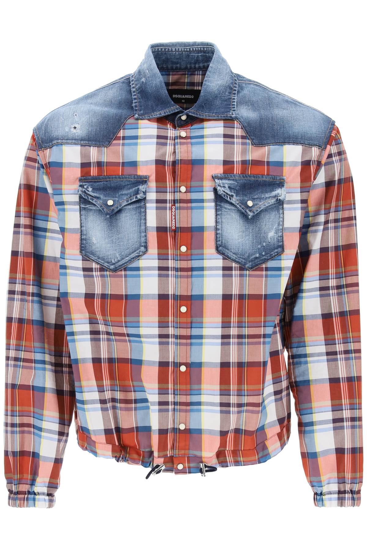 Dsquared2 plaid western shirt with denim inserts image 0