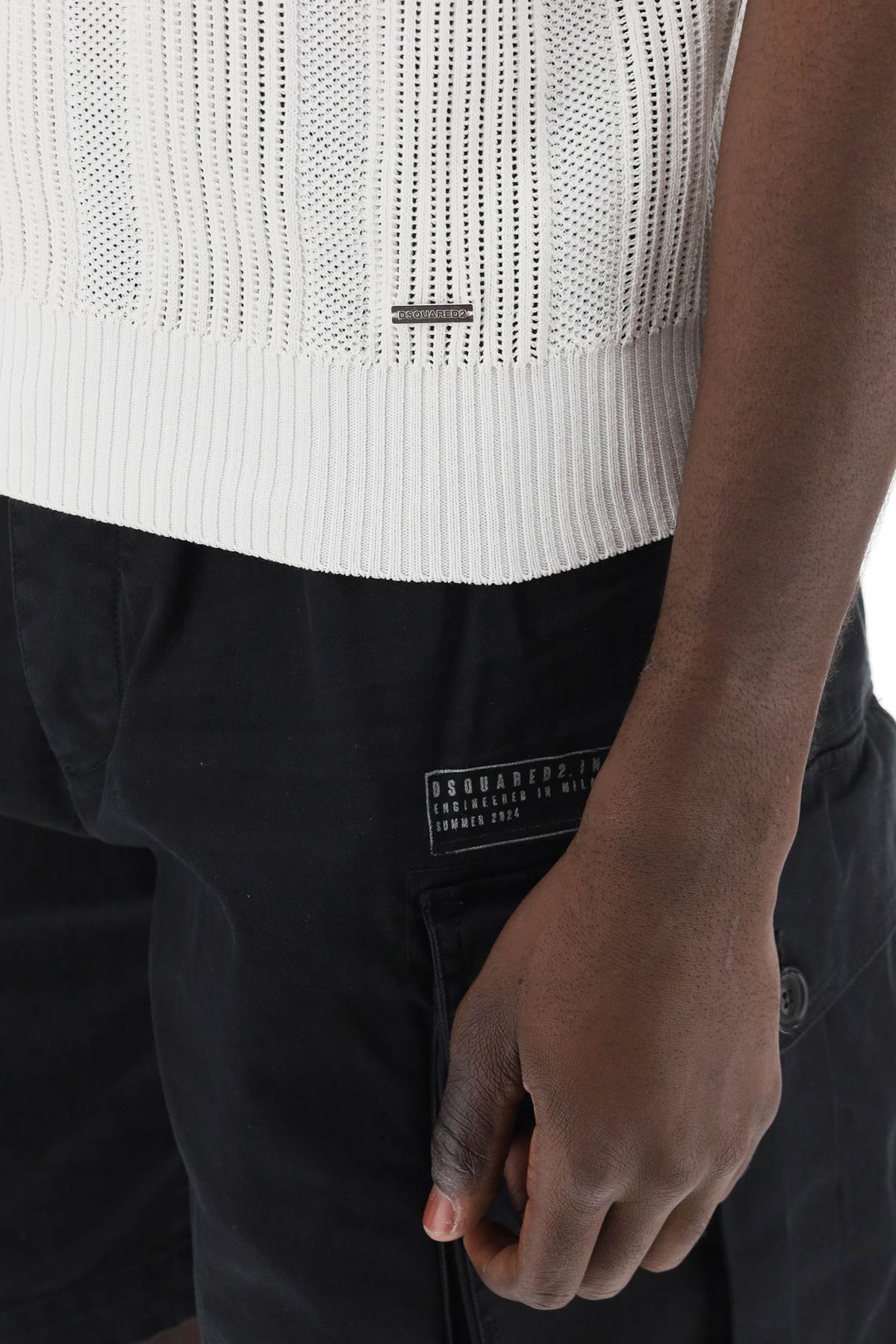 Dsquared2 perforated knit polo shirt image 3