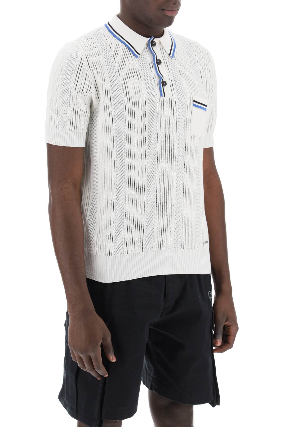 Dsquared2 perforated knit polo shirt image 1