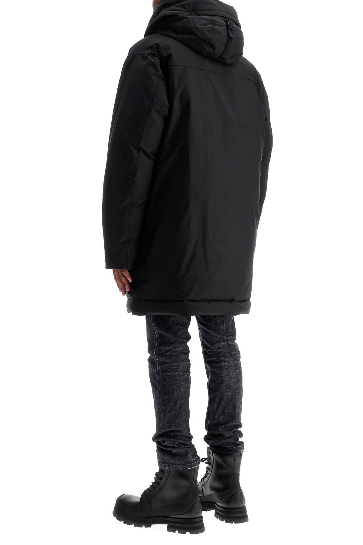 Dsquared2 black techno down polyester parka with hood image 2