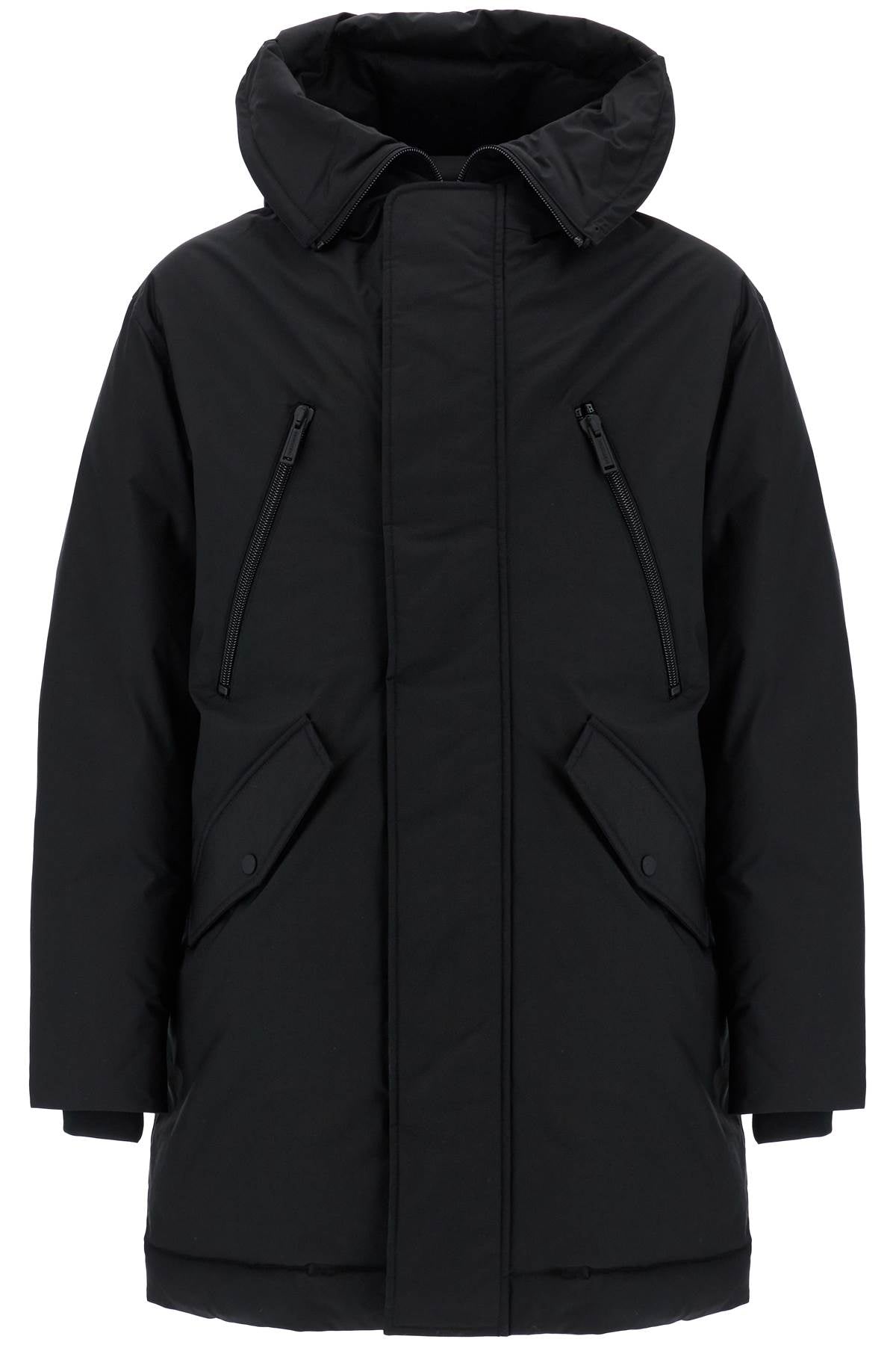 Dsquared2 black techno down polyester parka with hood image 0