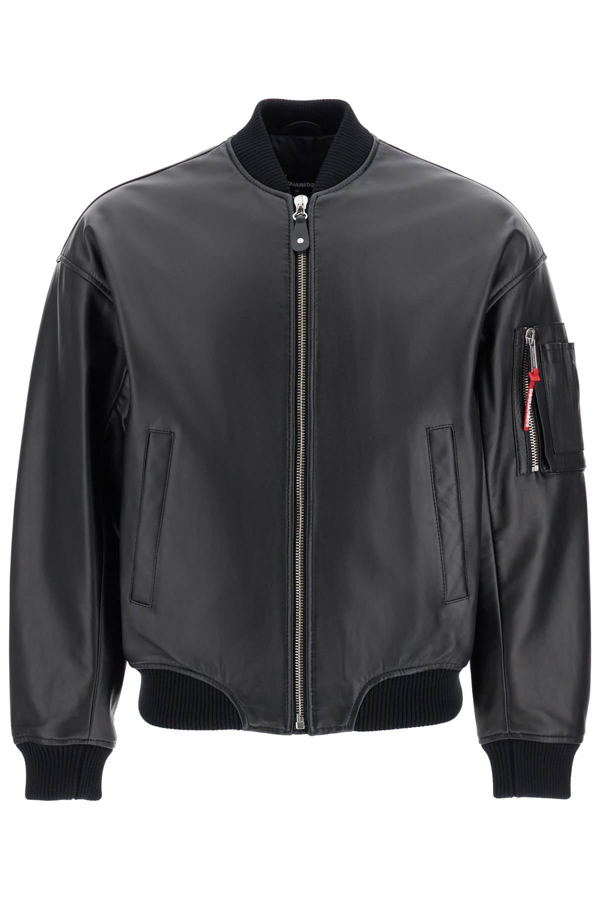 Dsquared2 men's black leather bomber image 0