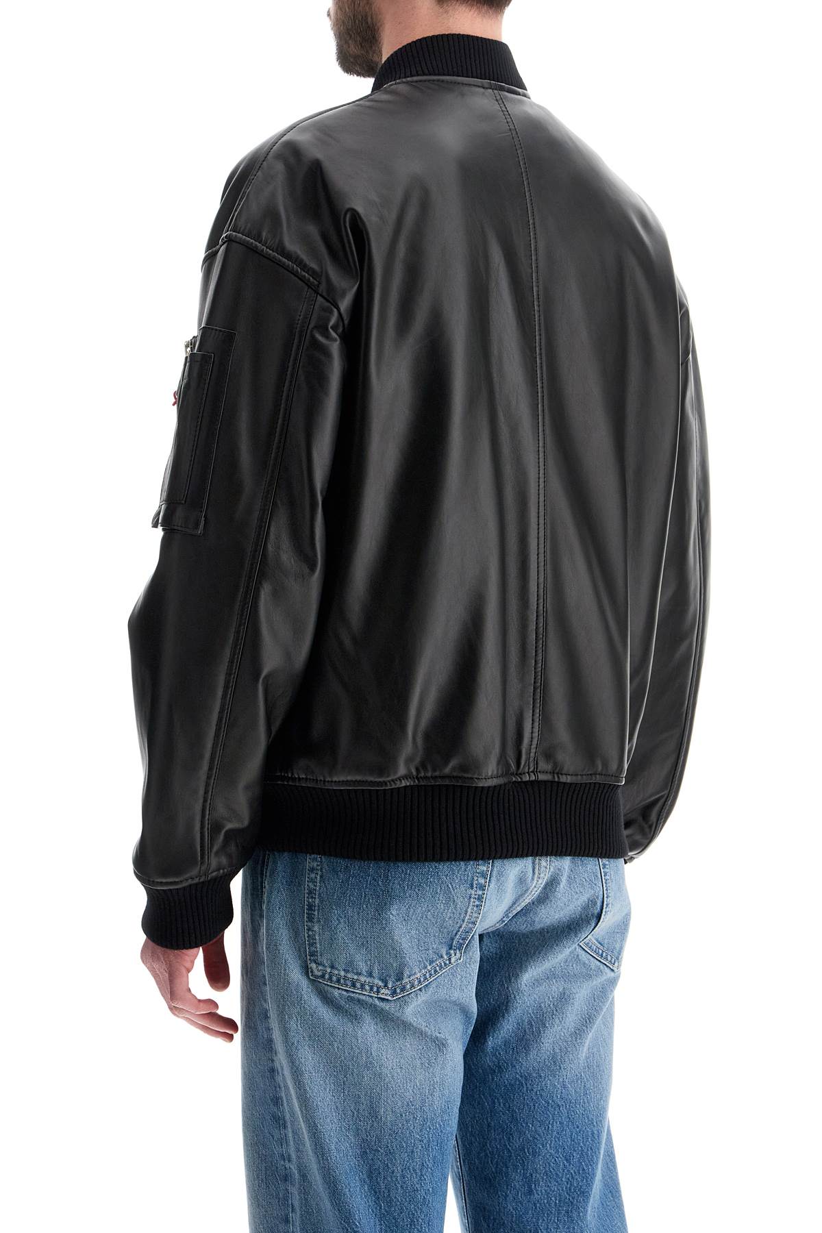 Dsquared2 men's black leather bomber image 2