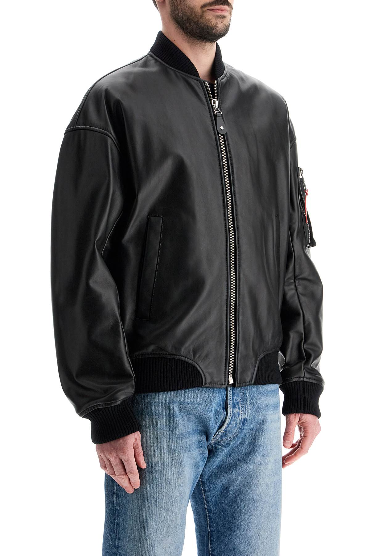 Dsquared2 men's black leather bomber image 1