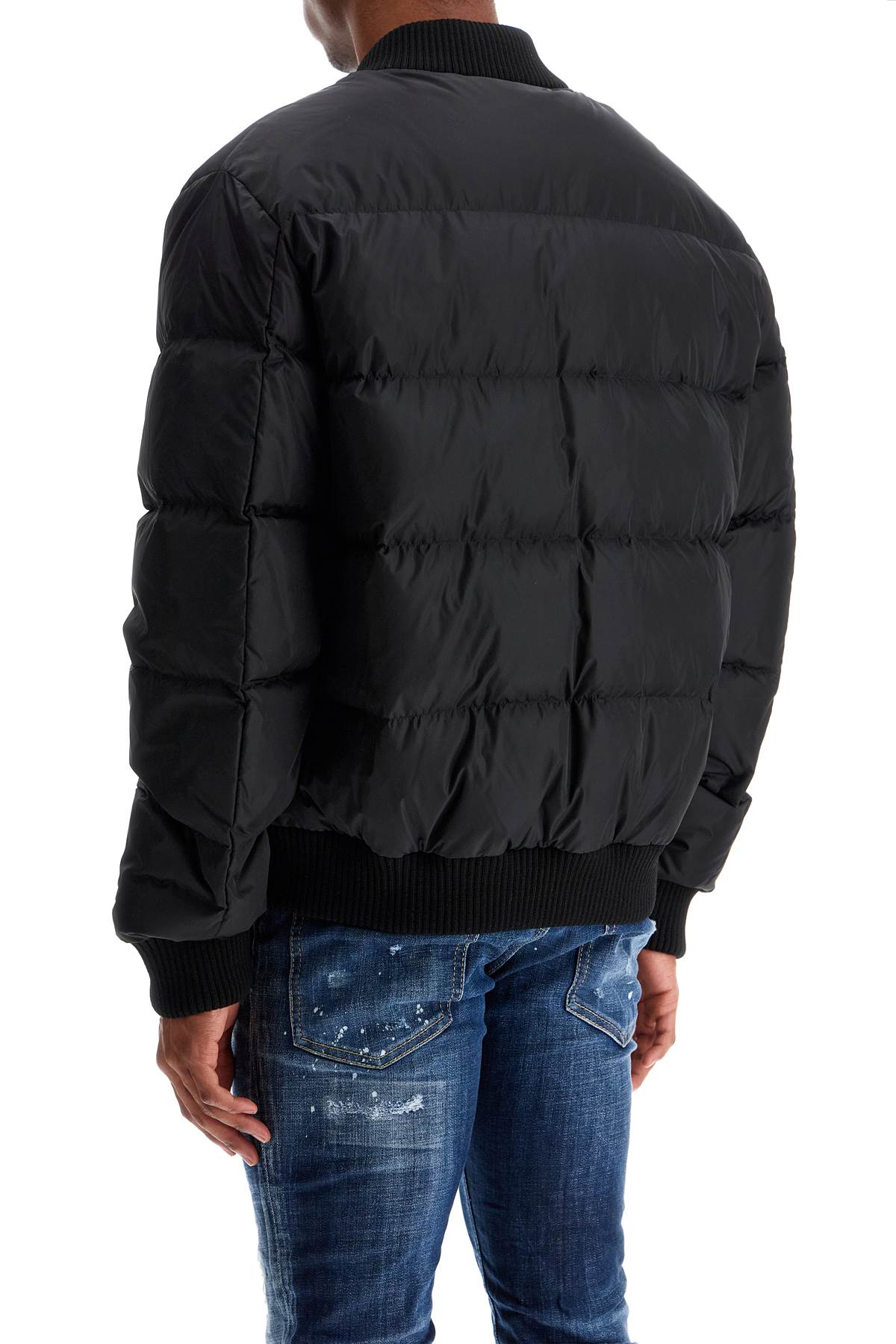 Dsquared2 shiny black cropped padded bomber jacket in polyamide image 2