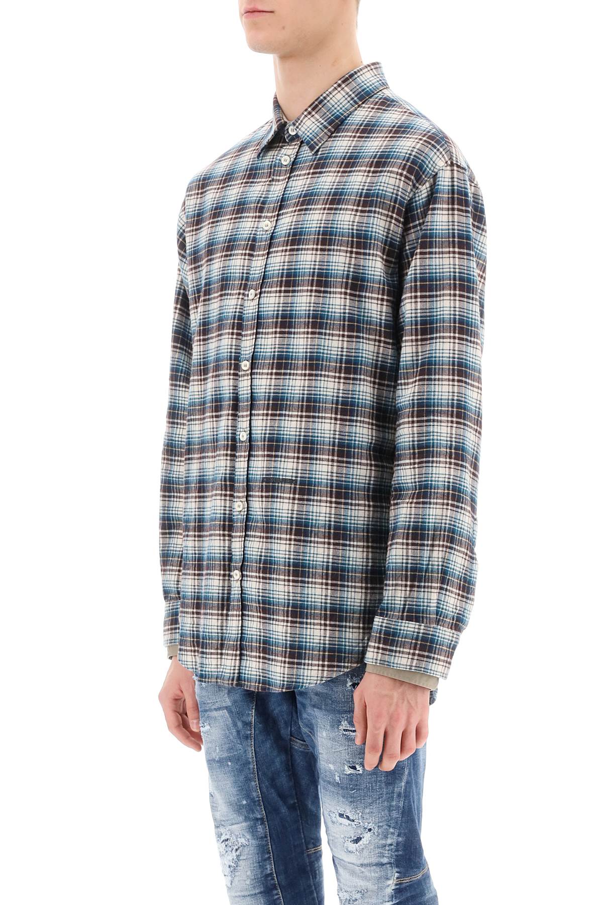 Dsquared2 check shirt with layered sleeves image 3