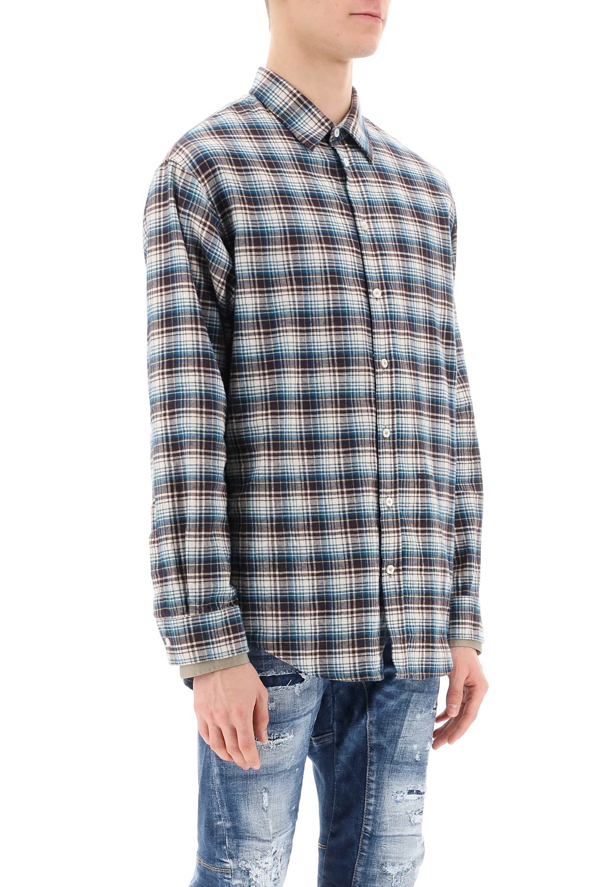 Dsquared2 check shirt with layered sleeves image 1