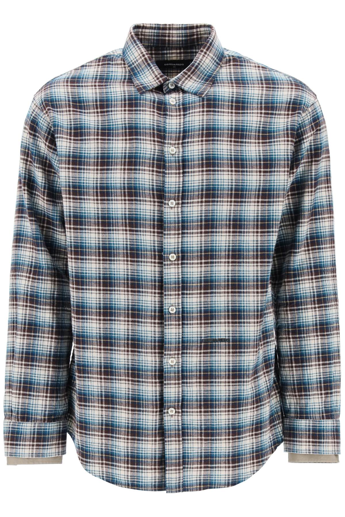 Dsquared2 check shirt with layered sleeves image 0