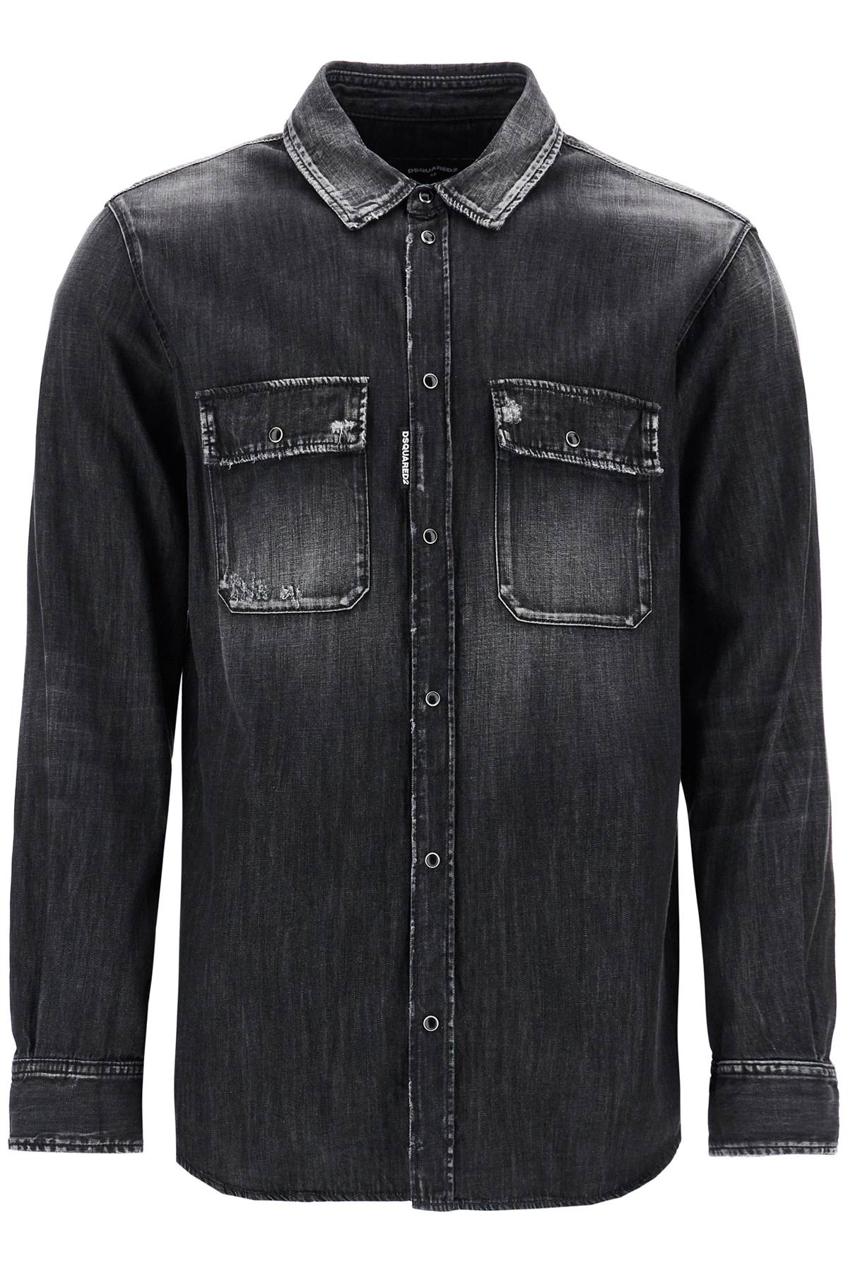 Dsquared2 black cotton shirt with contrast stitching image 0