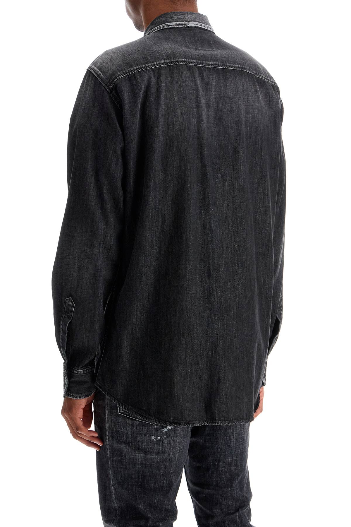 Dsquared2 black cotton shirt with contrast stitching image 2