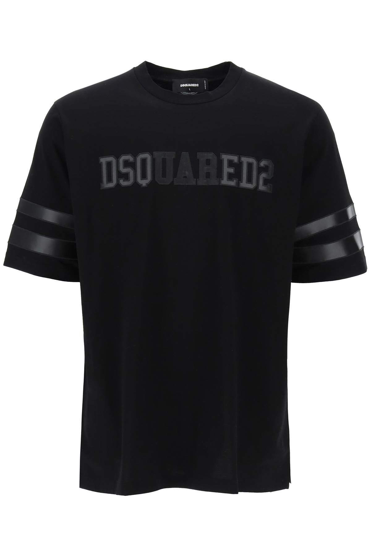 Dsquared2 Cotton T-Shirt with Faux Leather Sleeves image 0