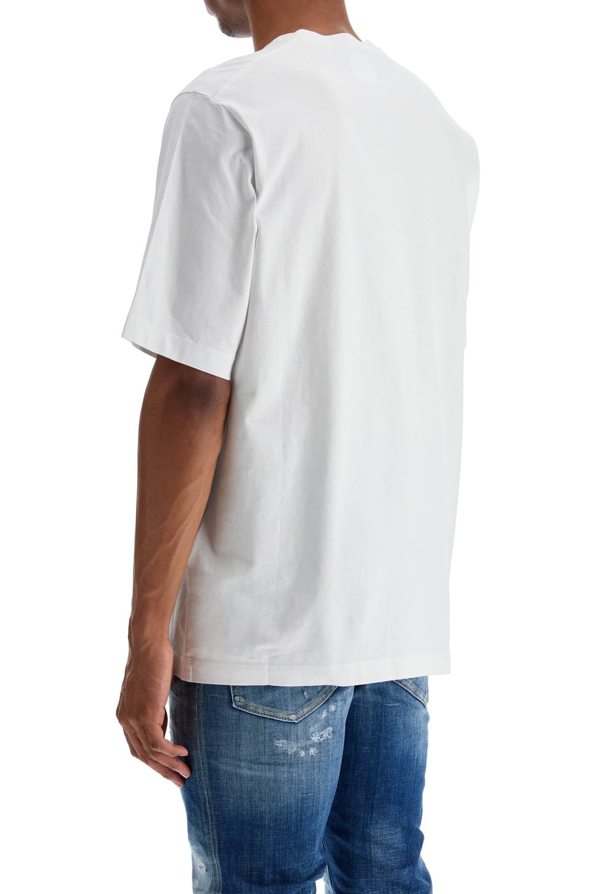 Dsquared2 men's white cotton t-shirt with logo image 2