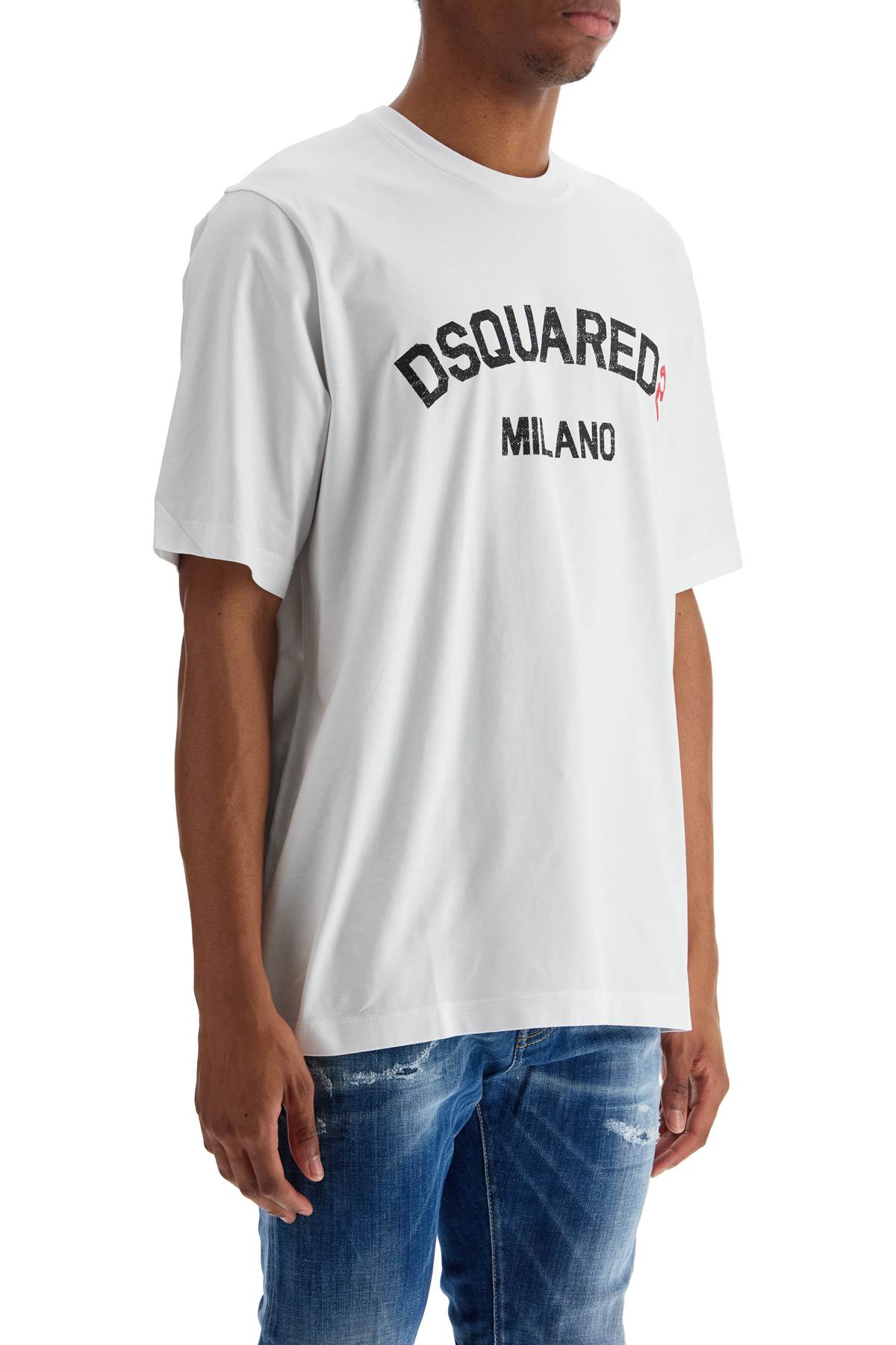 Dsquared2 men's white cotton t-shirt with logo image 1