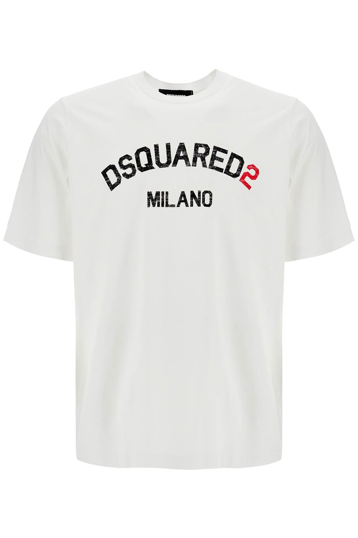 Dsquared2 men's white cotton t-shirt with logo image 0