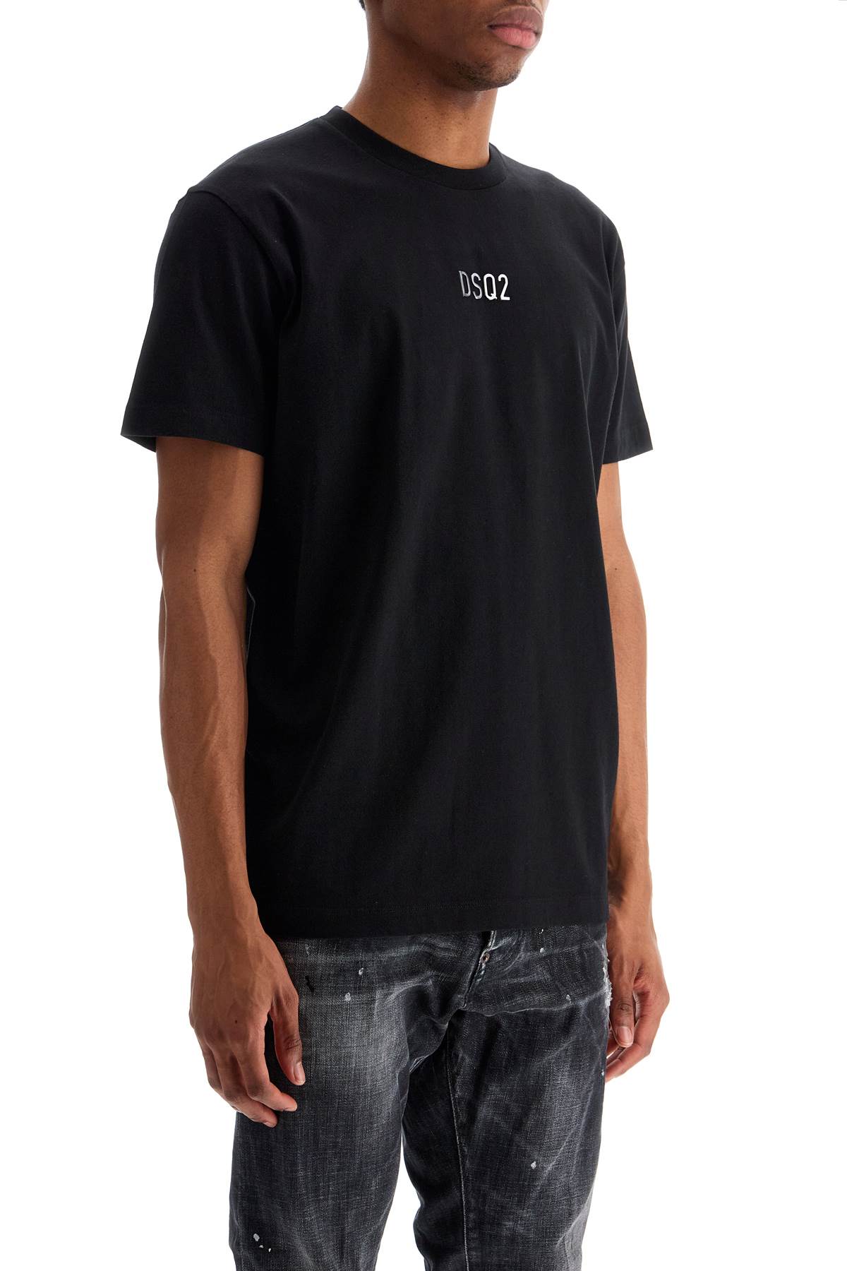 Dsquared2 black cotton t-shirt with embroidered logo image 1