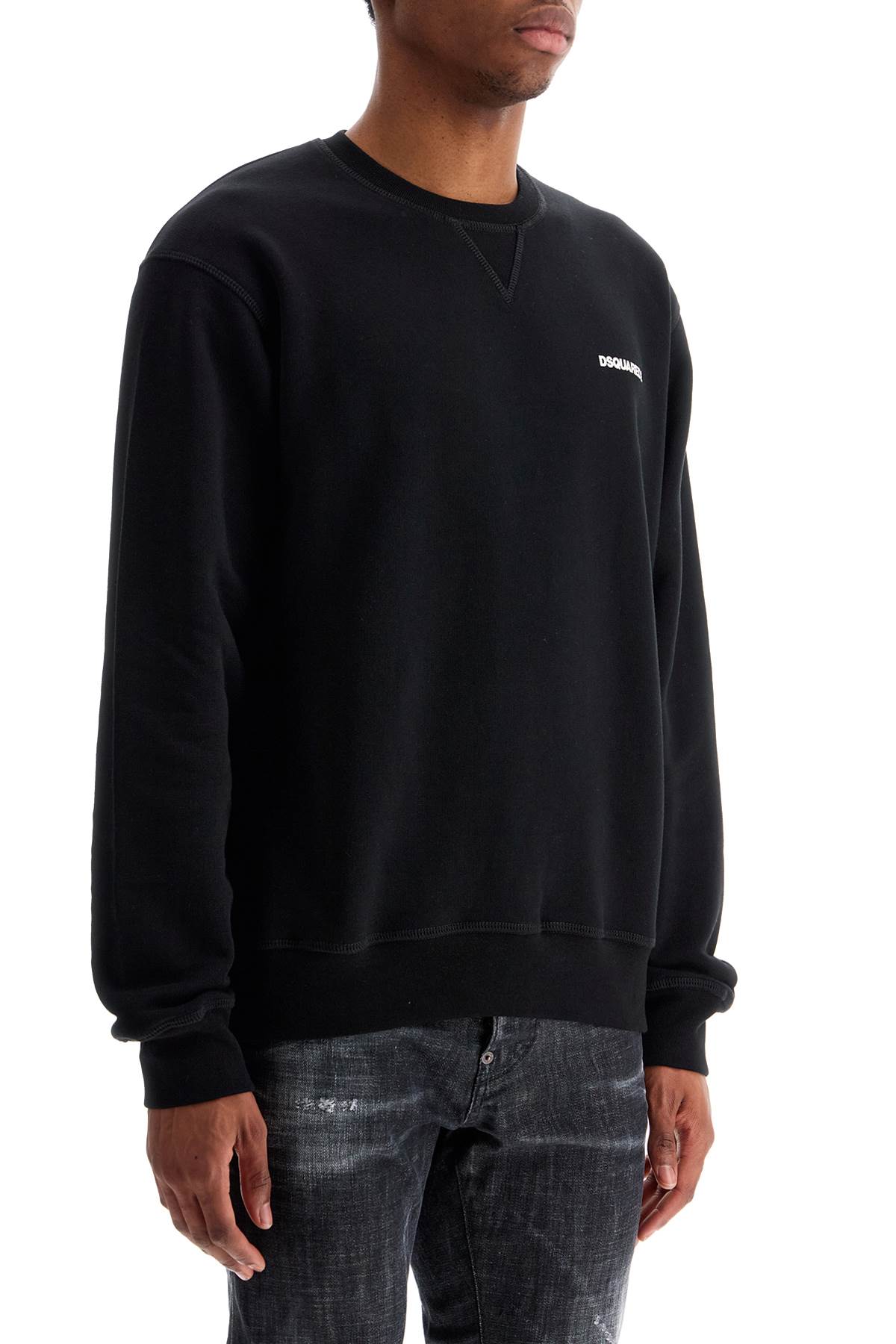 Dsquared2 black cotton crewneck sweatshirt with embroidered logo image 1