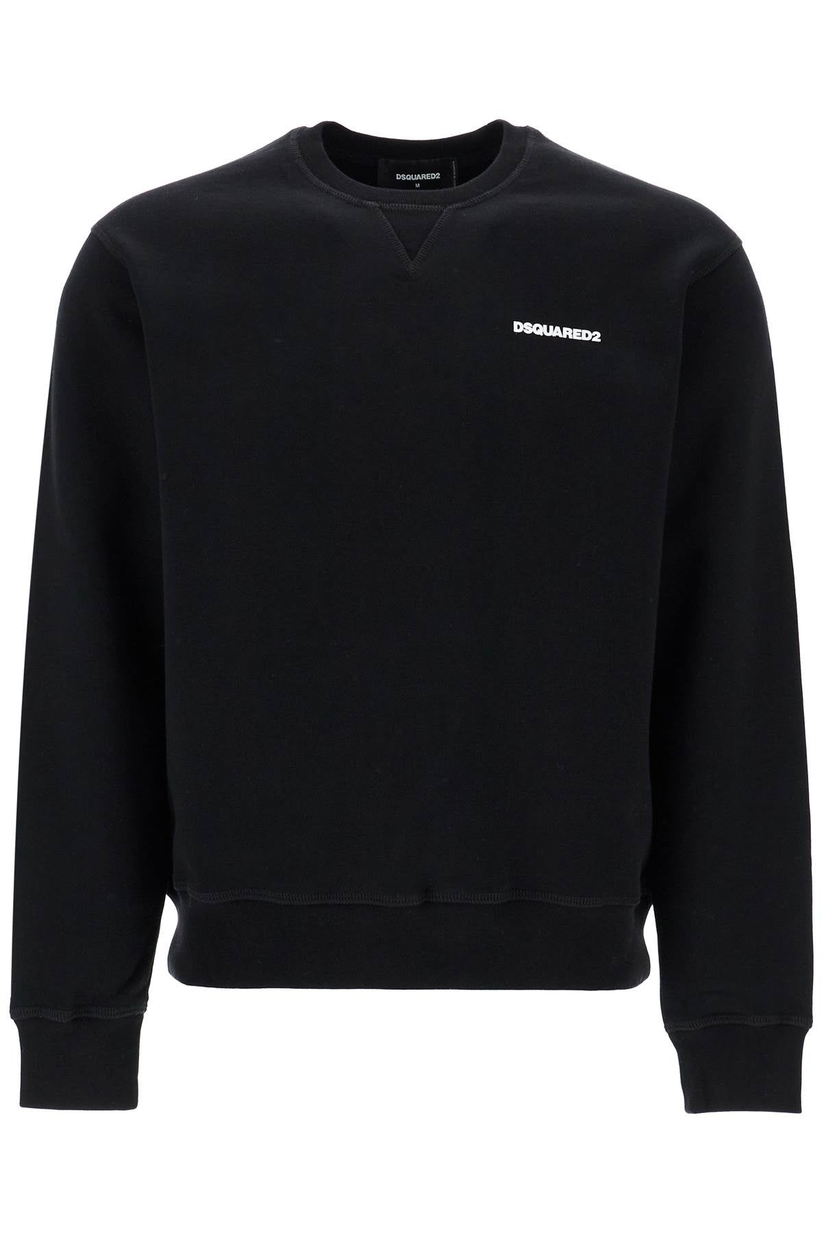 Dsquared2 black cotton crewneck sweatshirt with embroidered logo image 0