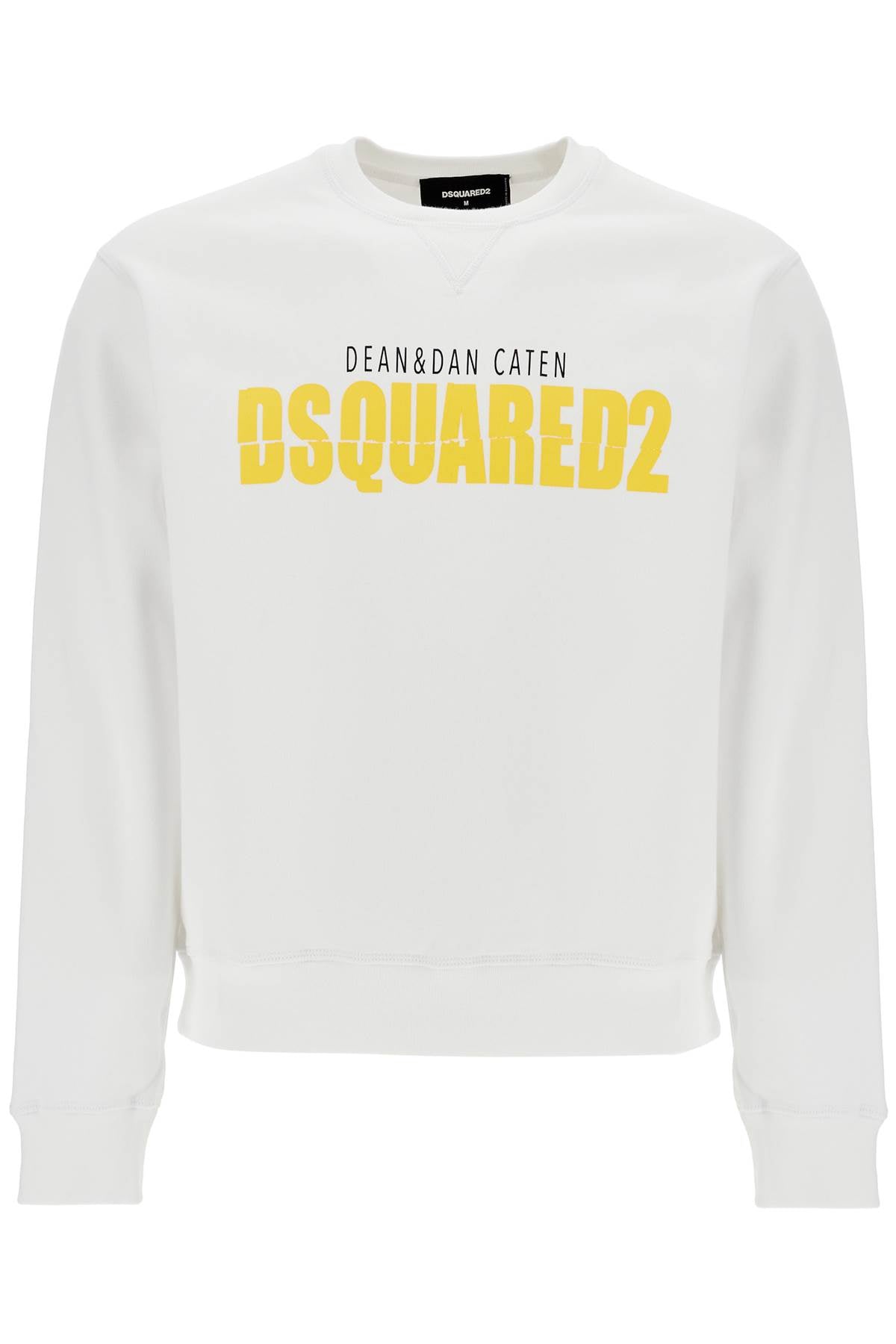 Dsquared2 white cotton sweatshirt with distinctive yellow logo image 0