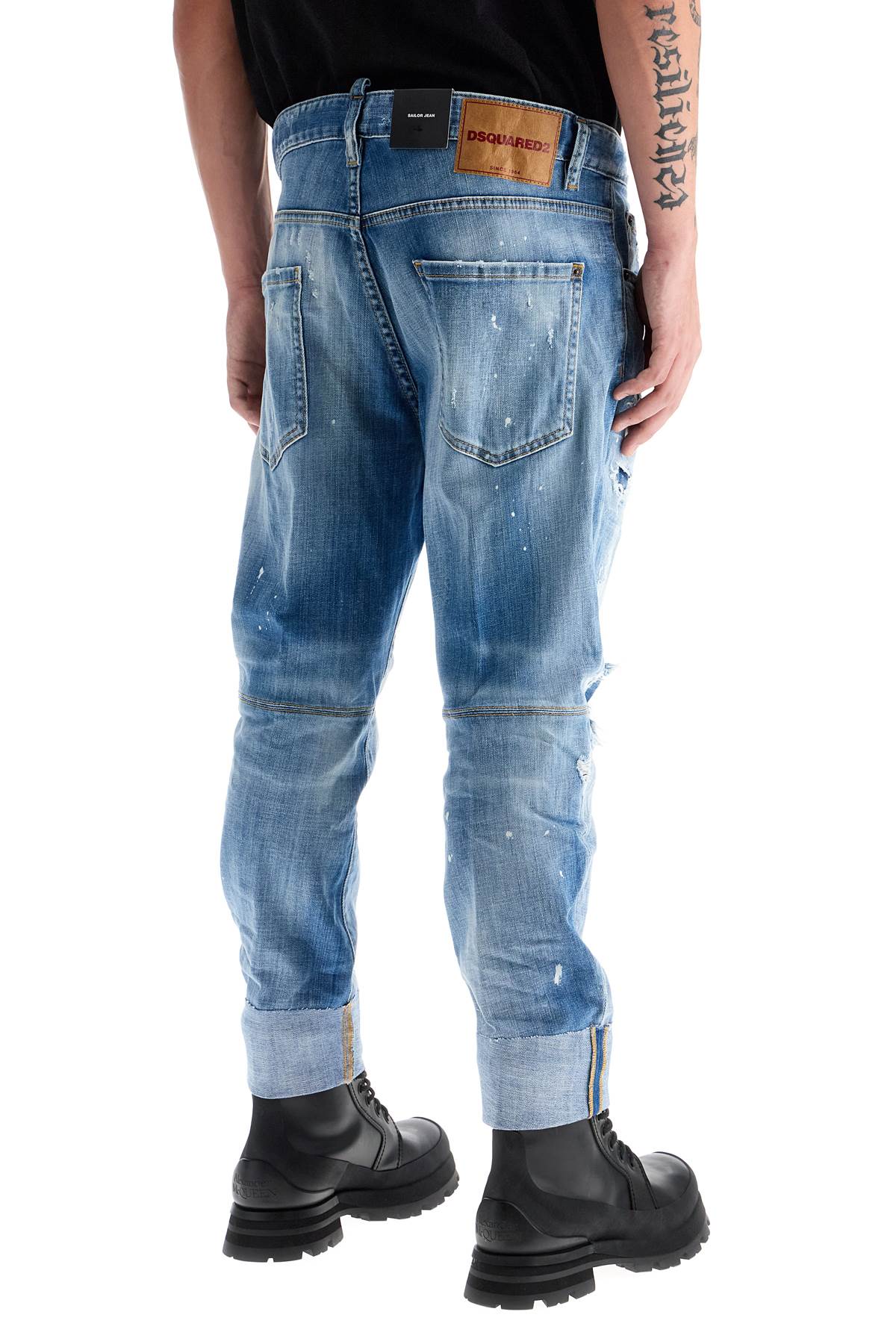 Dsquared2 Cropped Sailor Jeans: Slim Fit, Destroyed Detail image 2