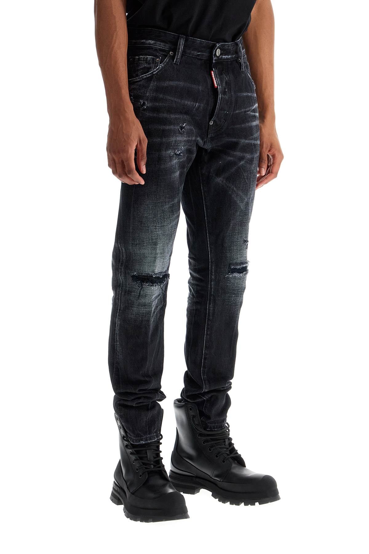 Dsquared2 jeans in cotone nero con effetto vintage image 1