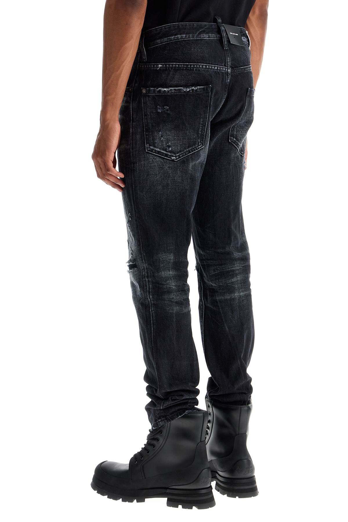 Dsquared2 jeans in cotone nero con effetto vintage image 2