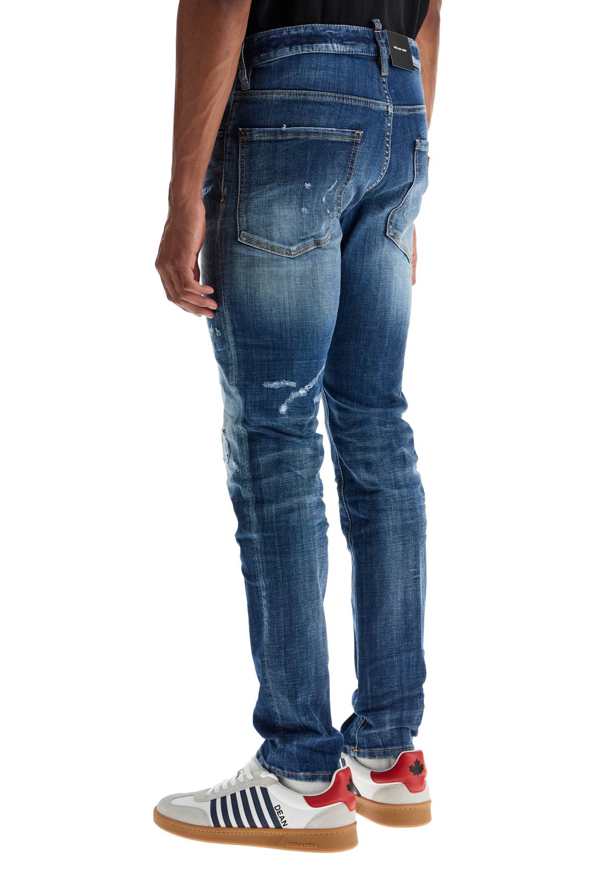 Dsquared2 navy blue jeans in cotton vintage effect image 2