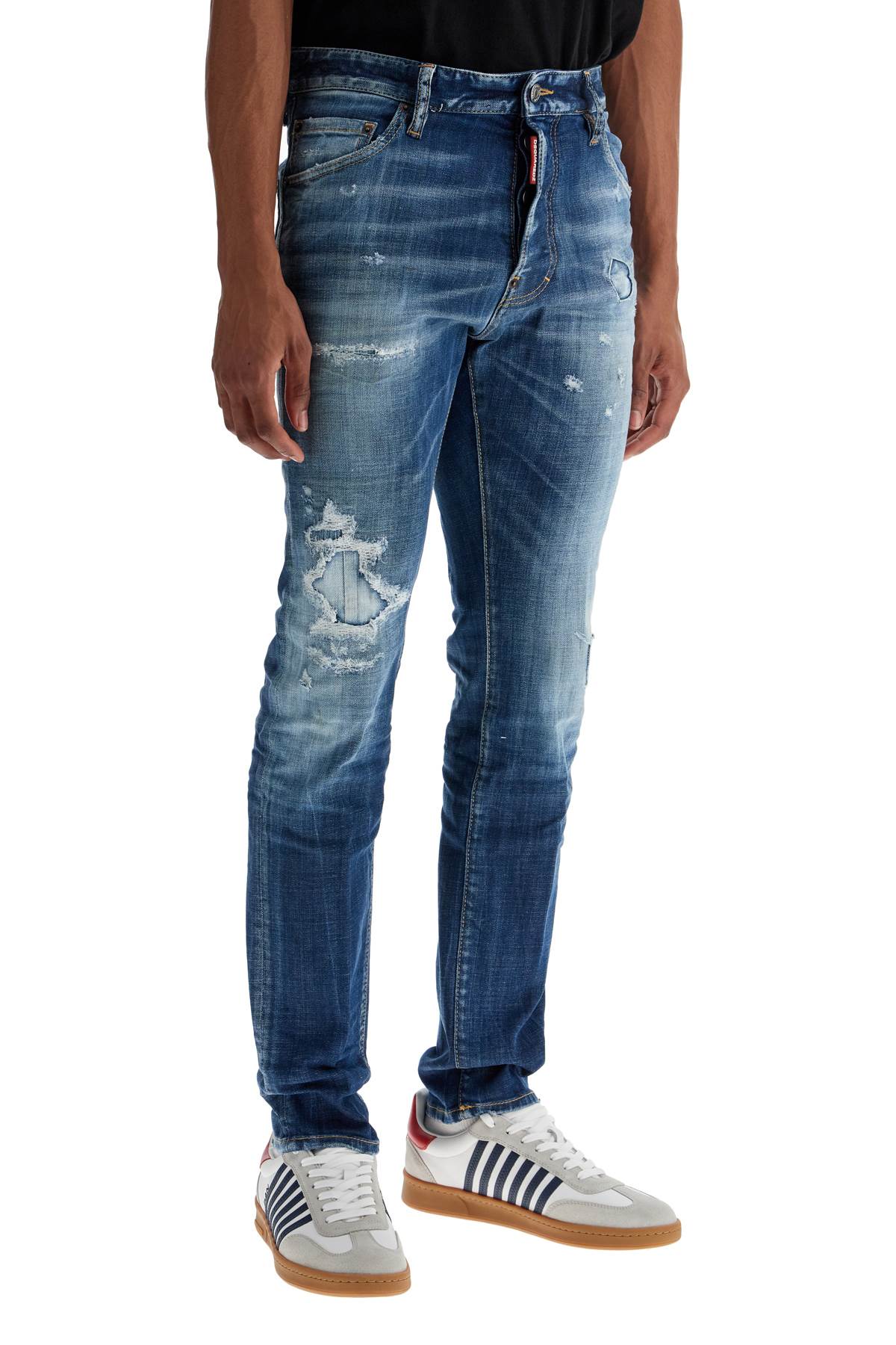 Dsquared2 navy blue jeans in cotton vintage effect image 1