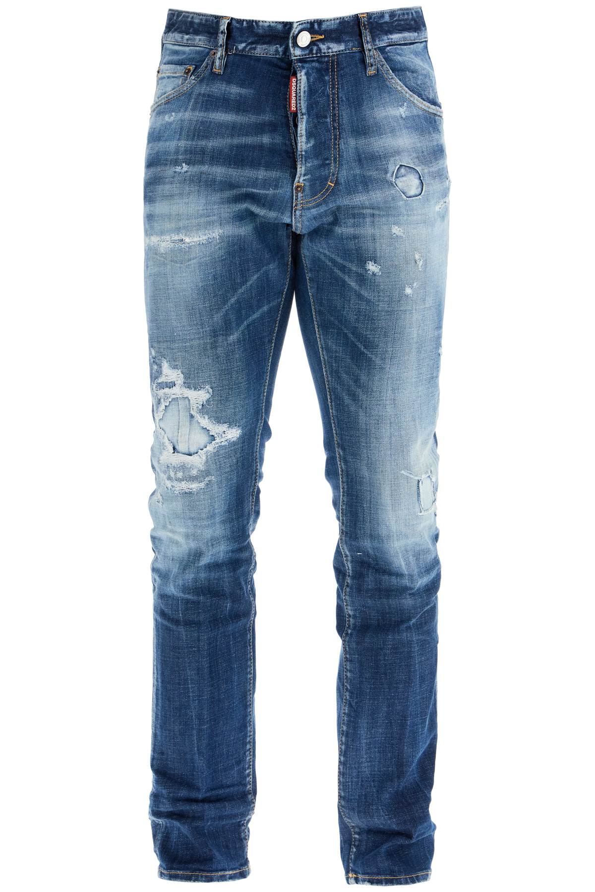 Dsquared2 navy blue jeans in cotton vintage effect image 0