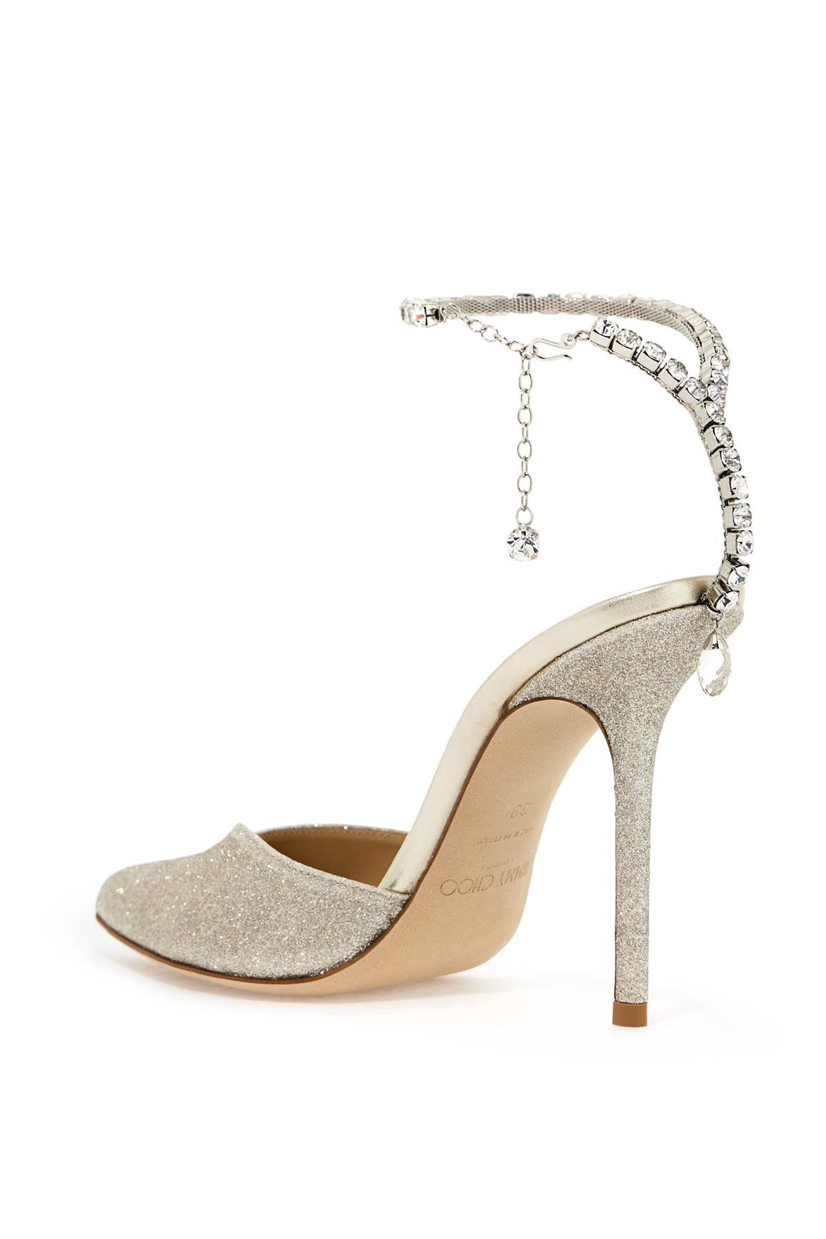 Jimmy Choo Saeda 100 Glitter Suede Pumps with Crystal Strap image 2