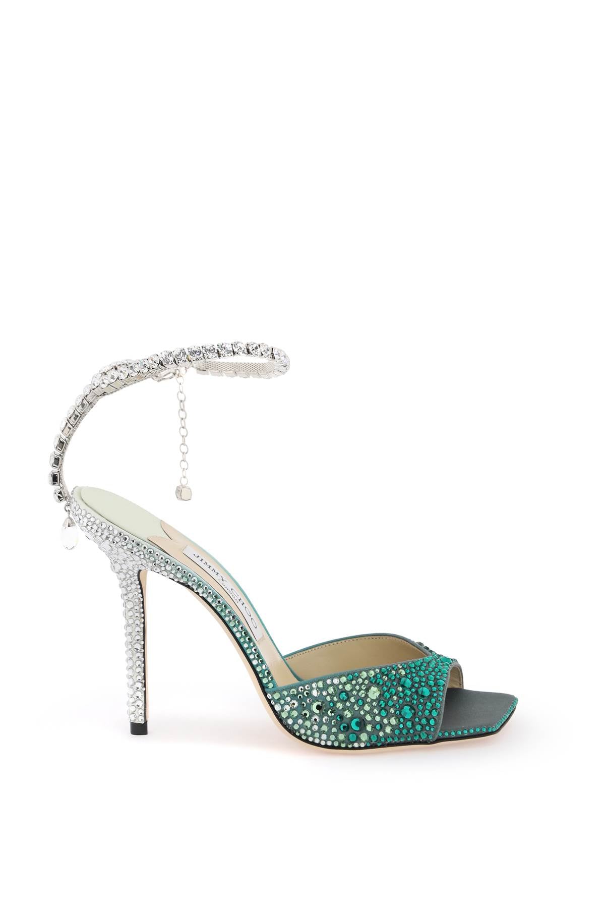 Jimmy Choo Saeda 100 Crystal-Embellished Satin Sandals image 0