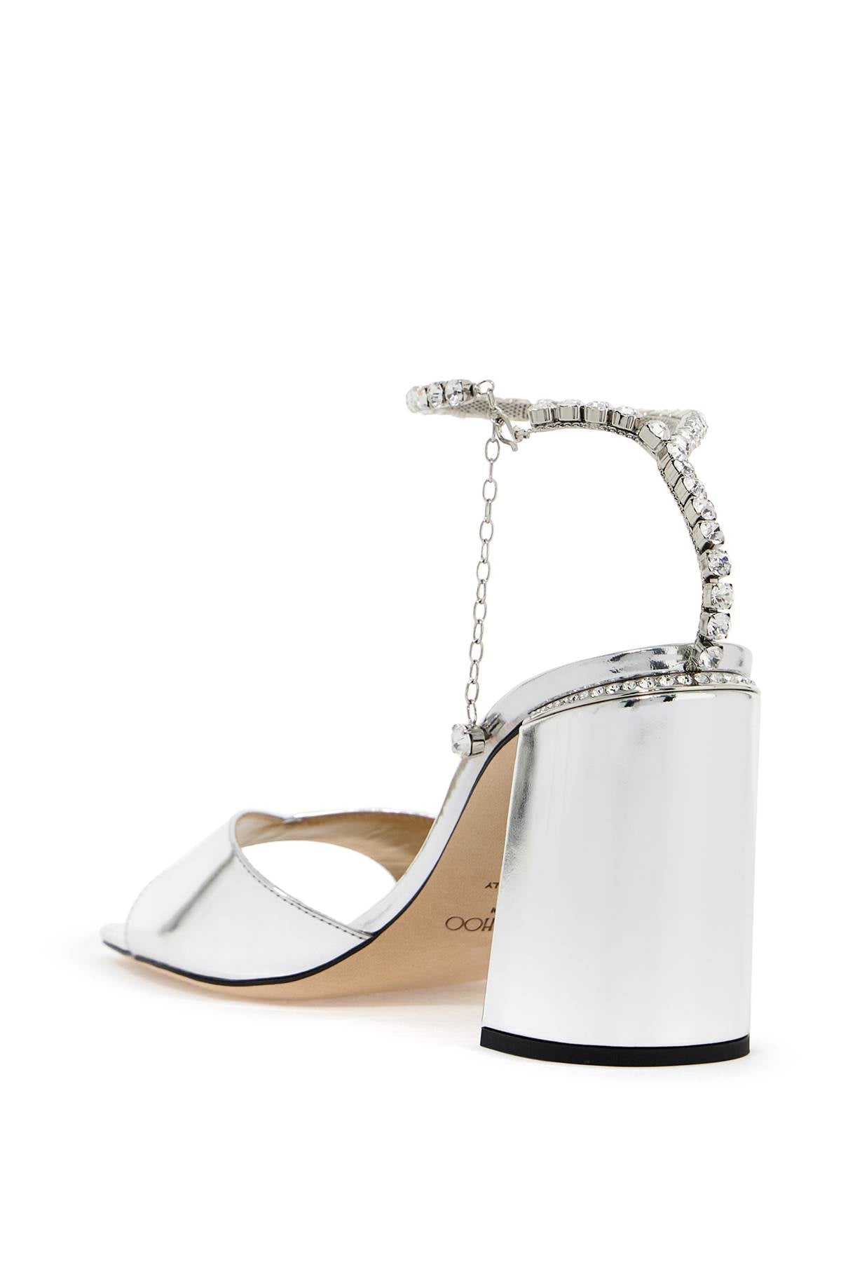 Jimmy Choo Saeda 85 Metallic Leather Sandals with Crystals image 2