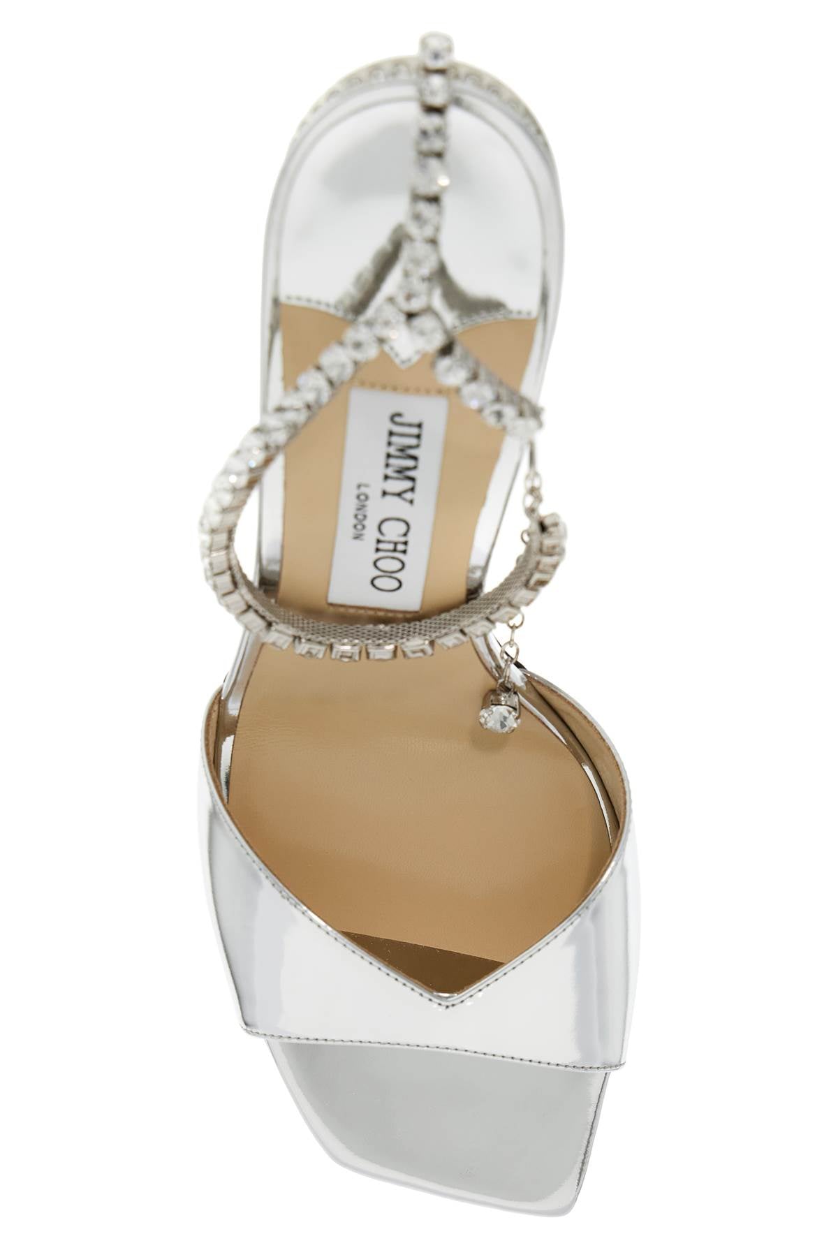 Jimmy Choo Saeda 85 Metallic Leather Sandals with Crystals image 1