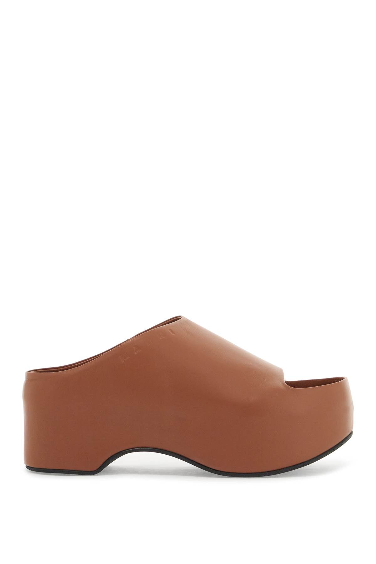 Marni Chunky Leather Clog Sabot with Wooden Platform image 0