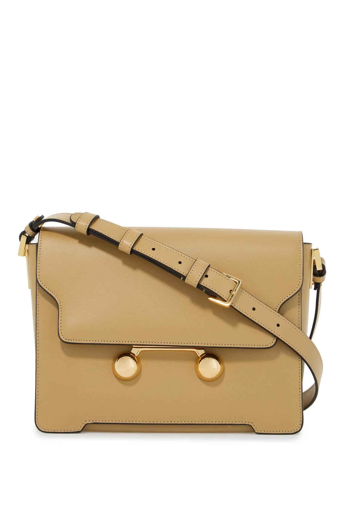 Marni Medium Trunkaroo Leather Shoulder Bag with Golden Metal Accents image 0