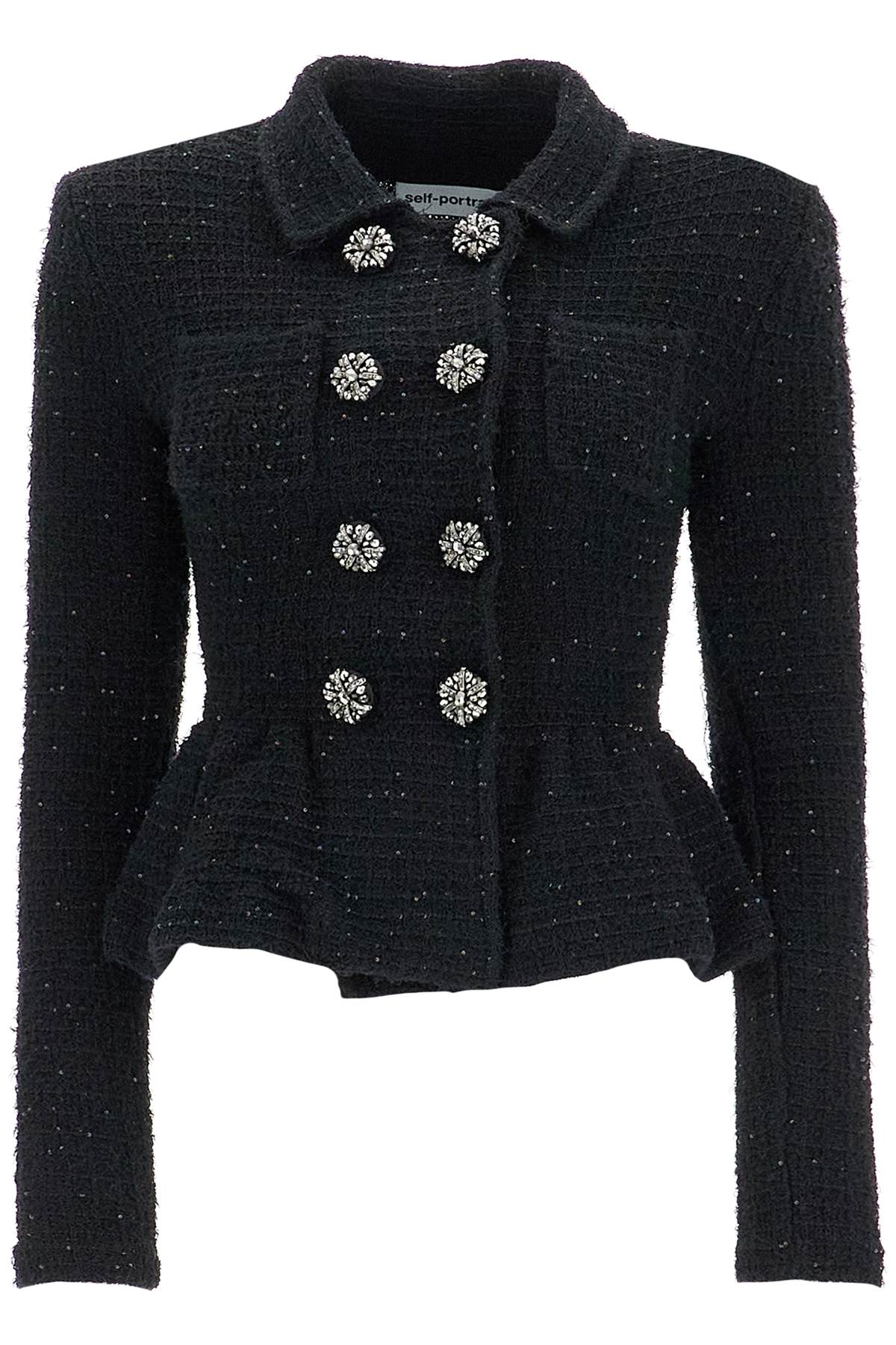 Self-Portrait Textured Knit Peplum Jacket with Sequins image 0