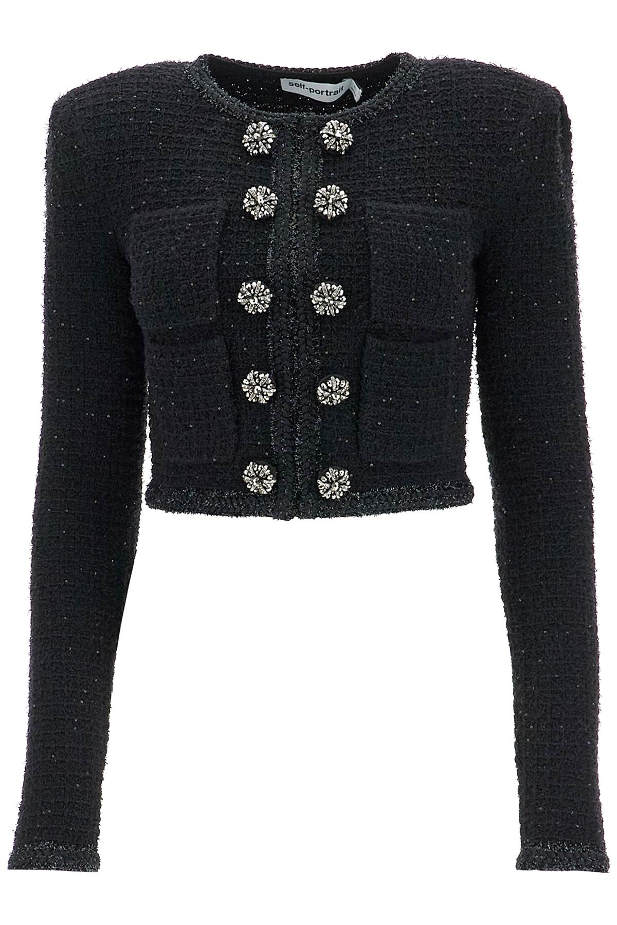 Self-Portrait Sequined Stretch Cotton Tweed Jacket image 0