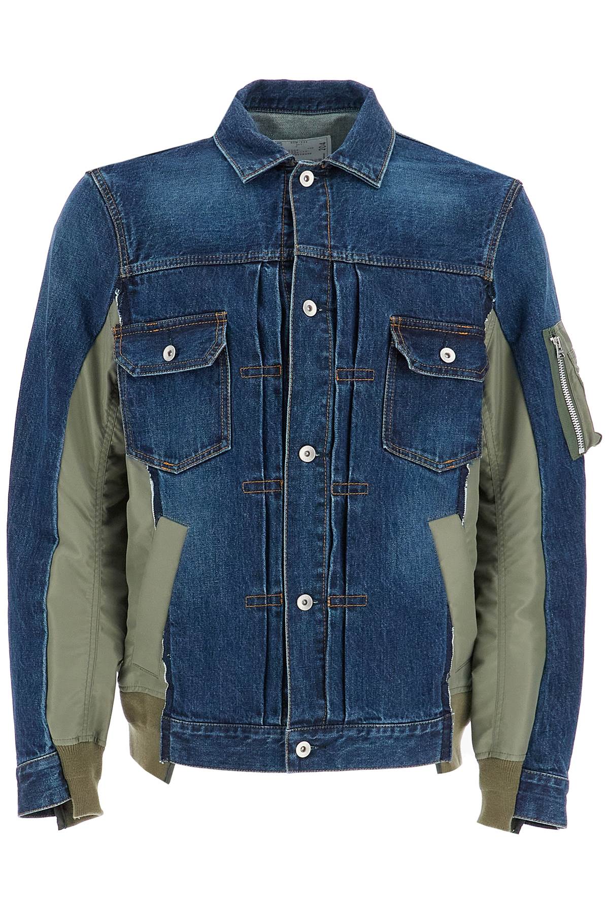 Men's Sacai Denim and Nylon Bomber Jacket image 0