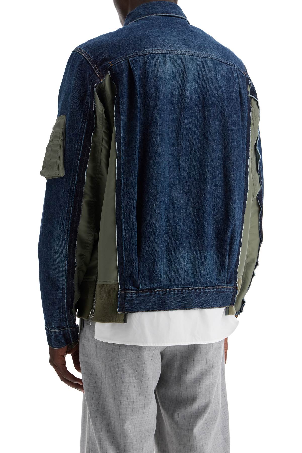 Men's Sacai Denim and Nylon Bomber Jacket image 2