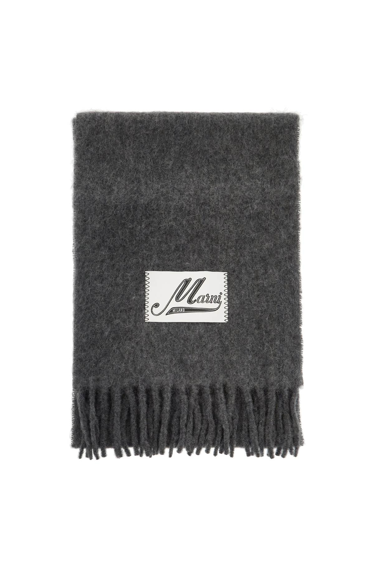 Marni Brushed Alpaca Scarf with Fringes image 0