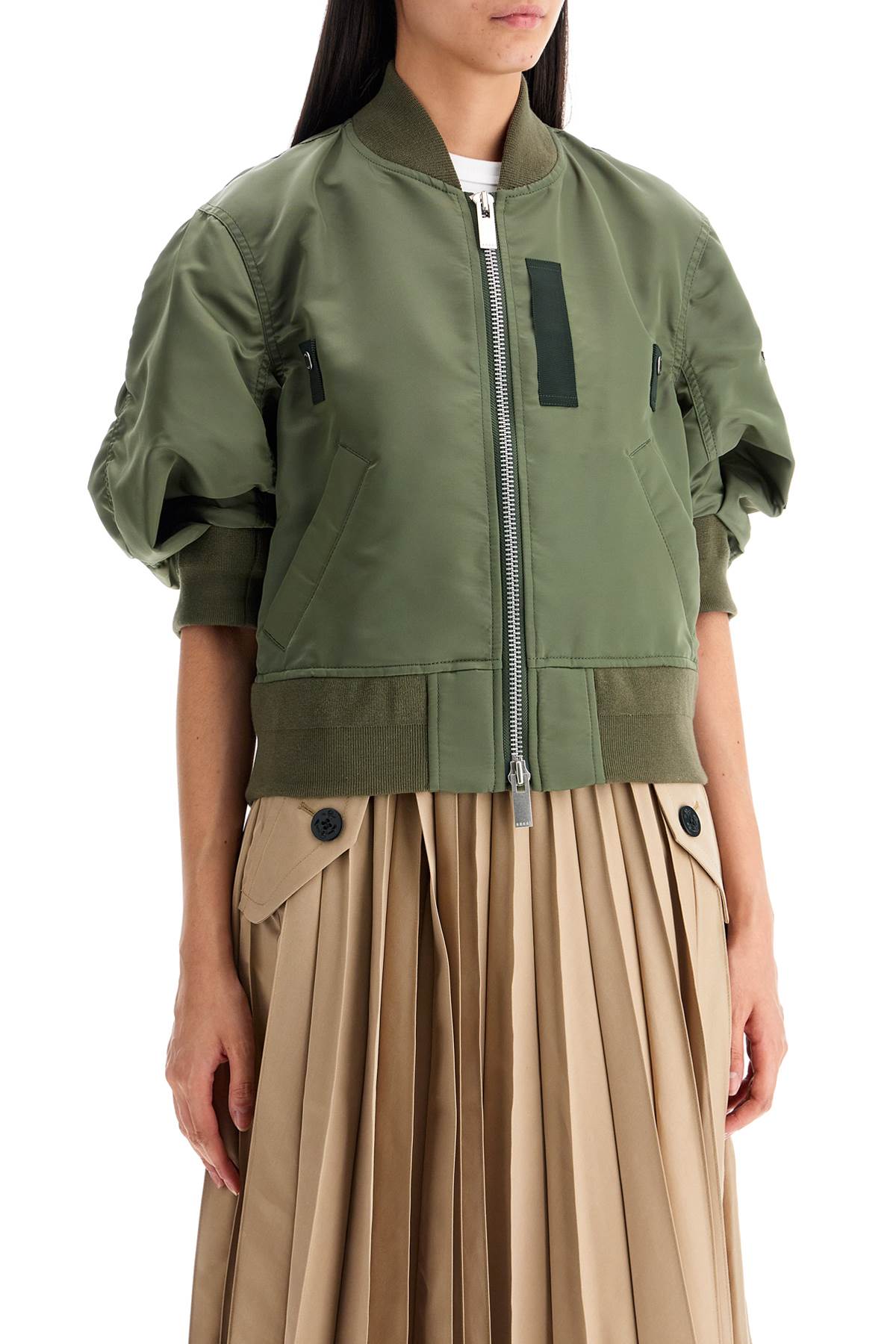 Sacai Draped Short-Sleeve Bomber Jacket image 1