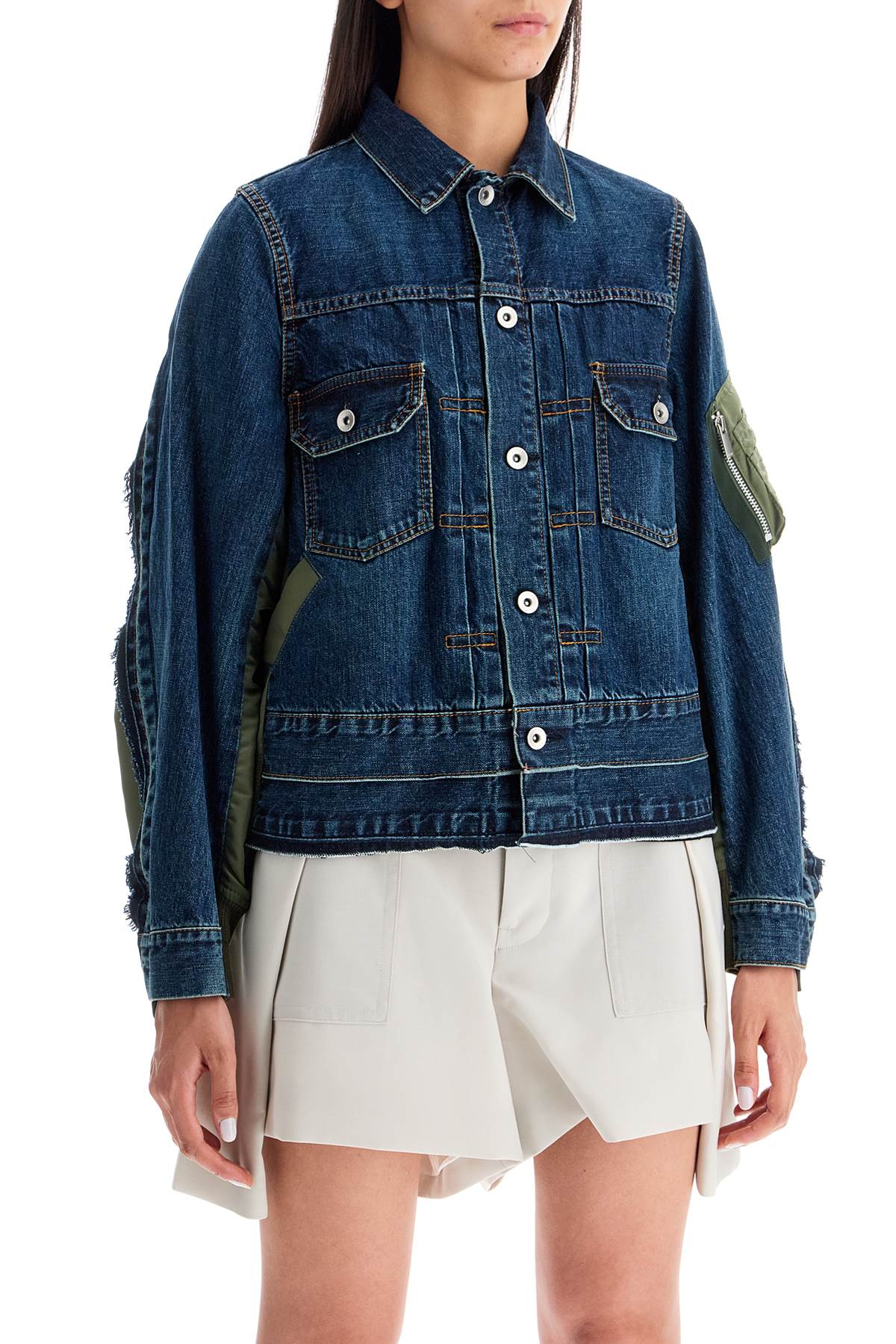 Sacai denim and nylon jacket for men image 1